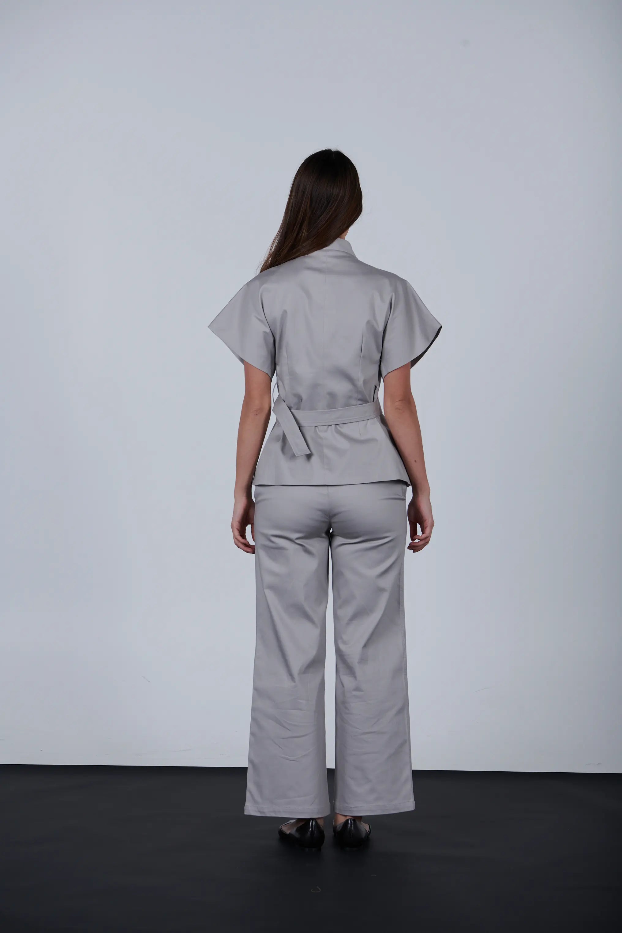 oversize short Sleeve Belted Jacket