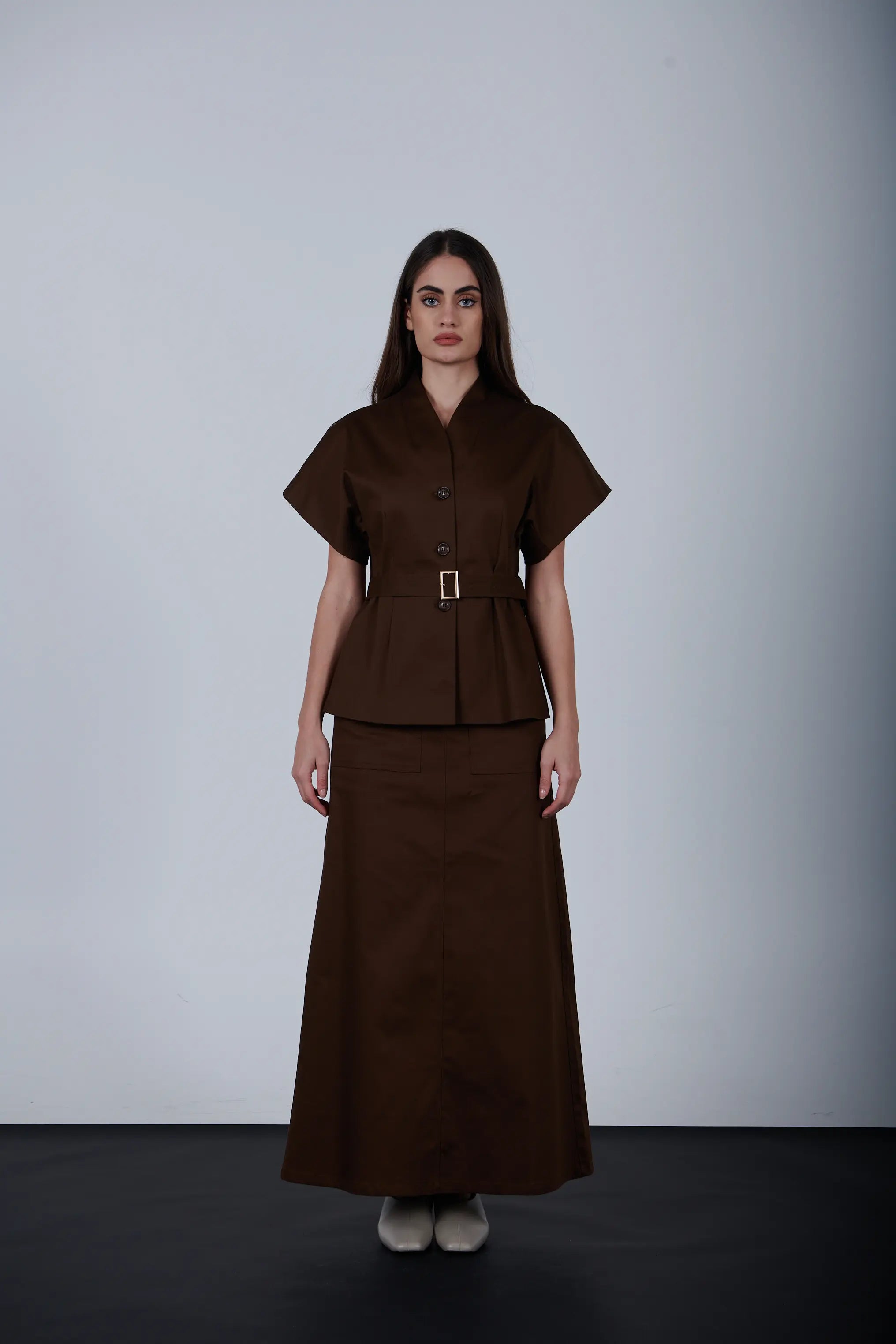 oversize short Sleeve Belted Jacket