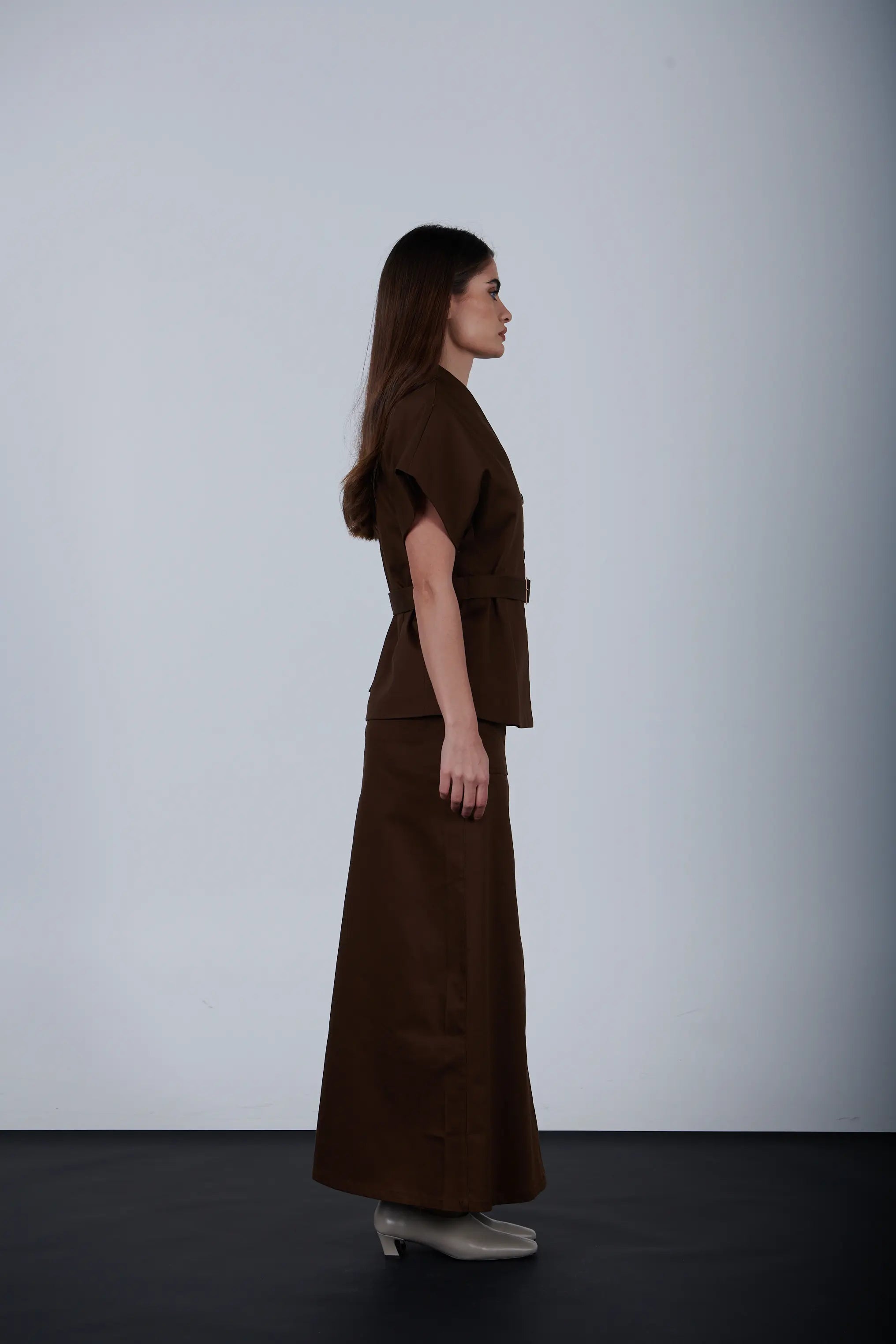 oversize short Sleeve Belted Jacket