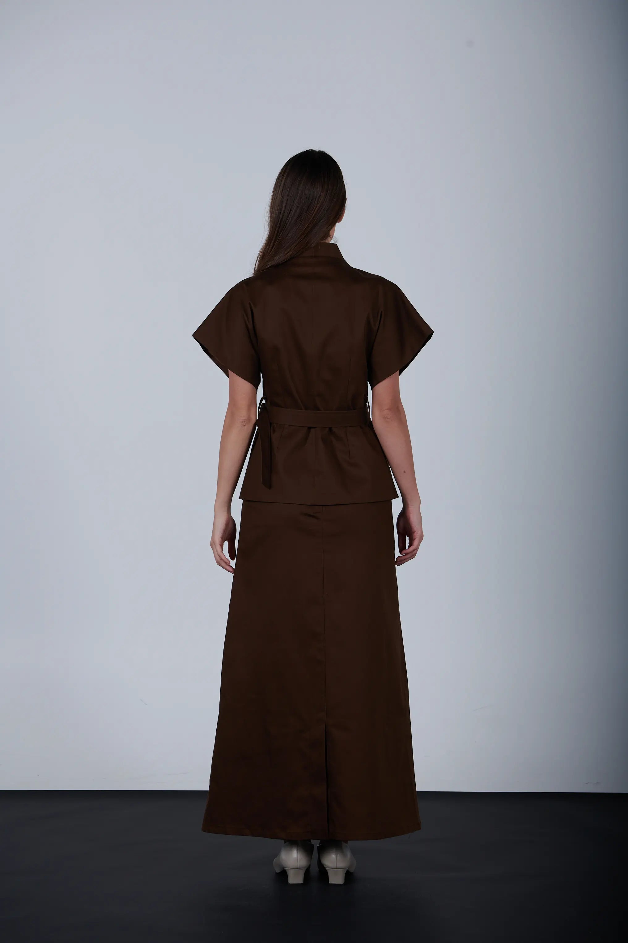 oversize short Sleeve Belted Jacket