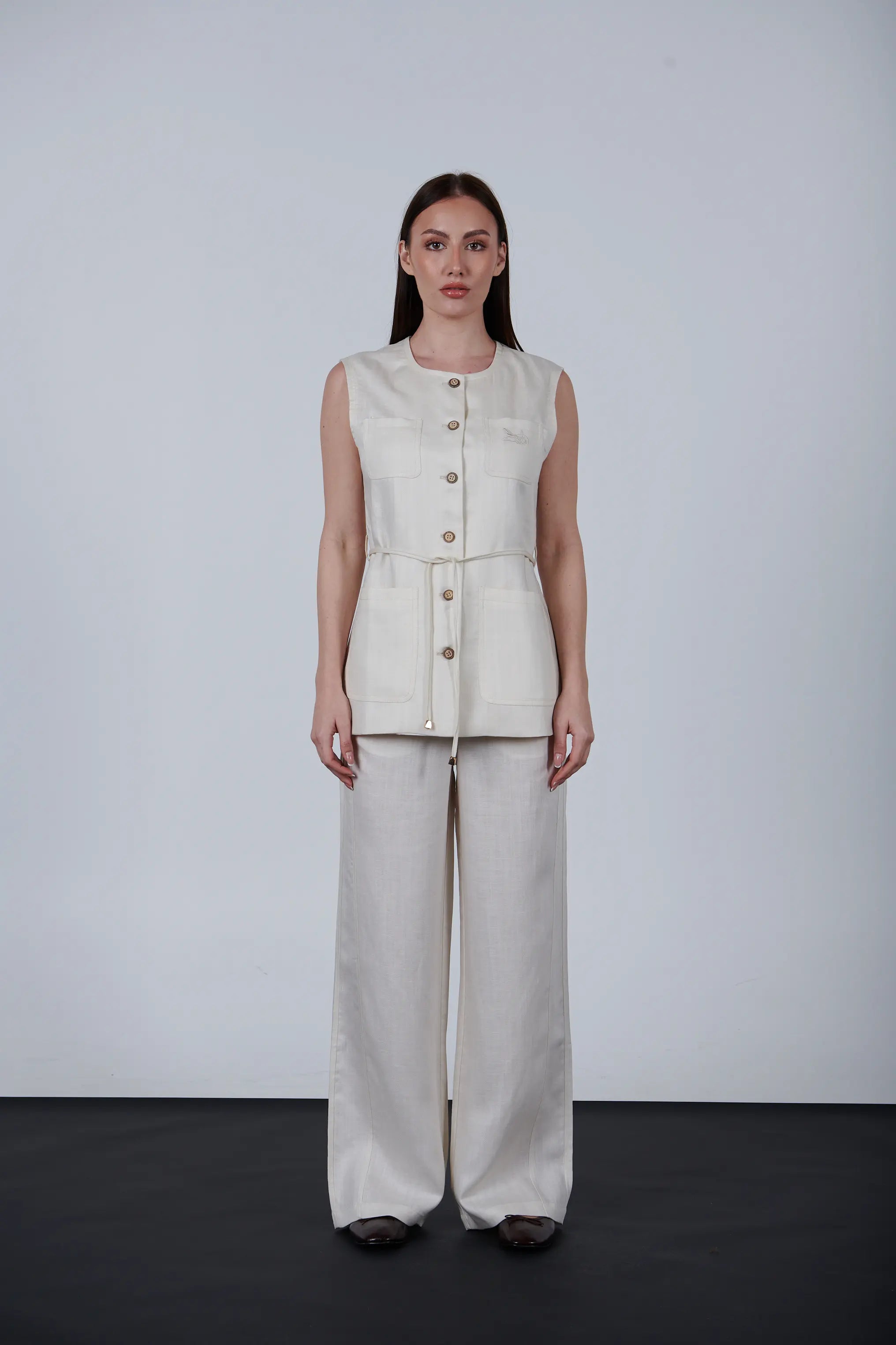 Sleeveless Button-Down Vest