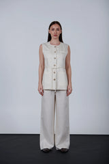 Sleeveless Button-Down Vest