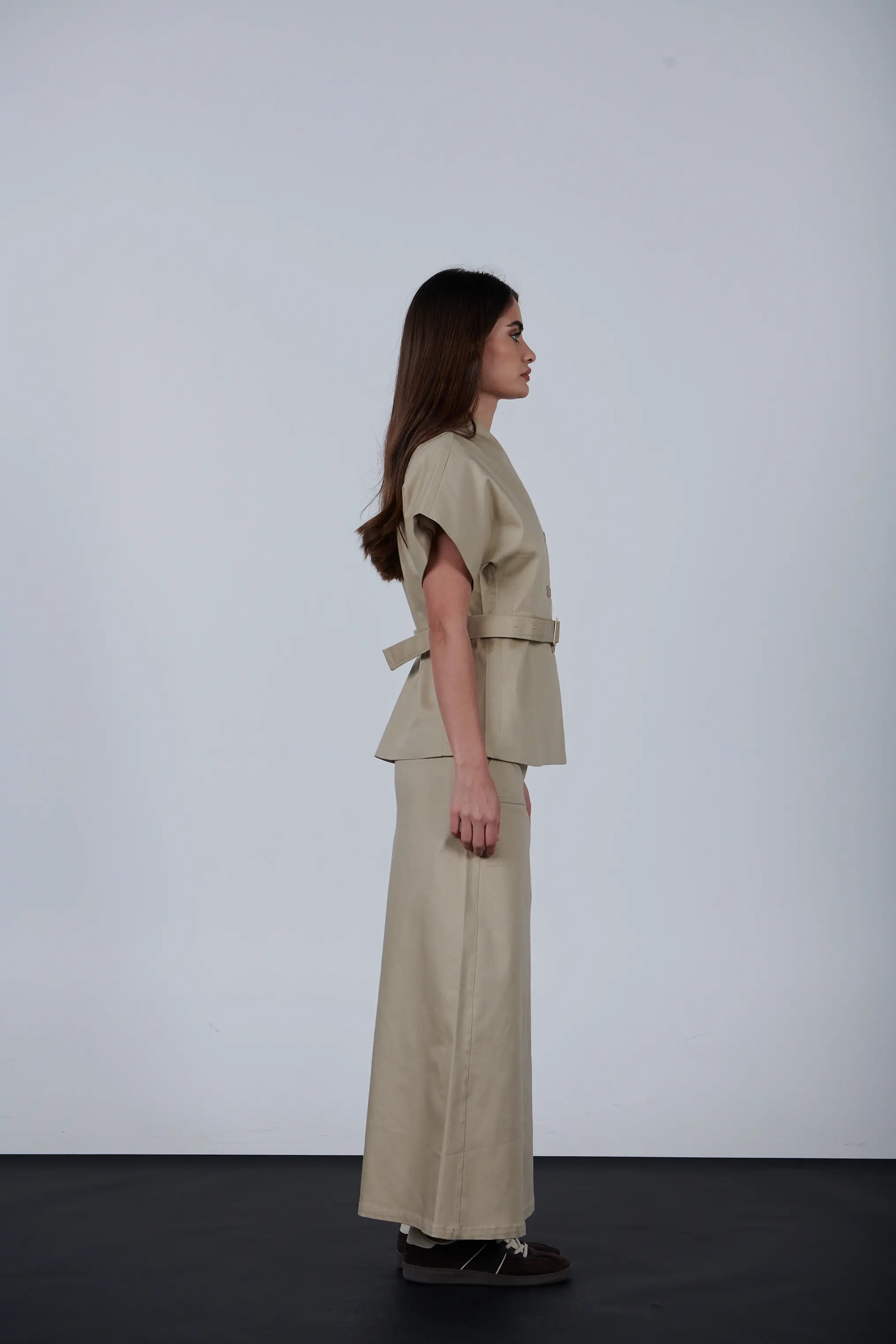 oversize short Sleeve Belted Jacket