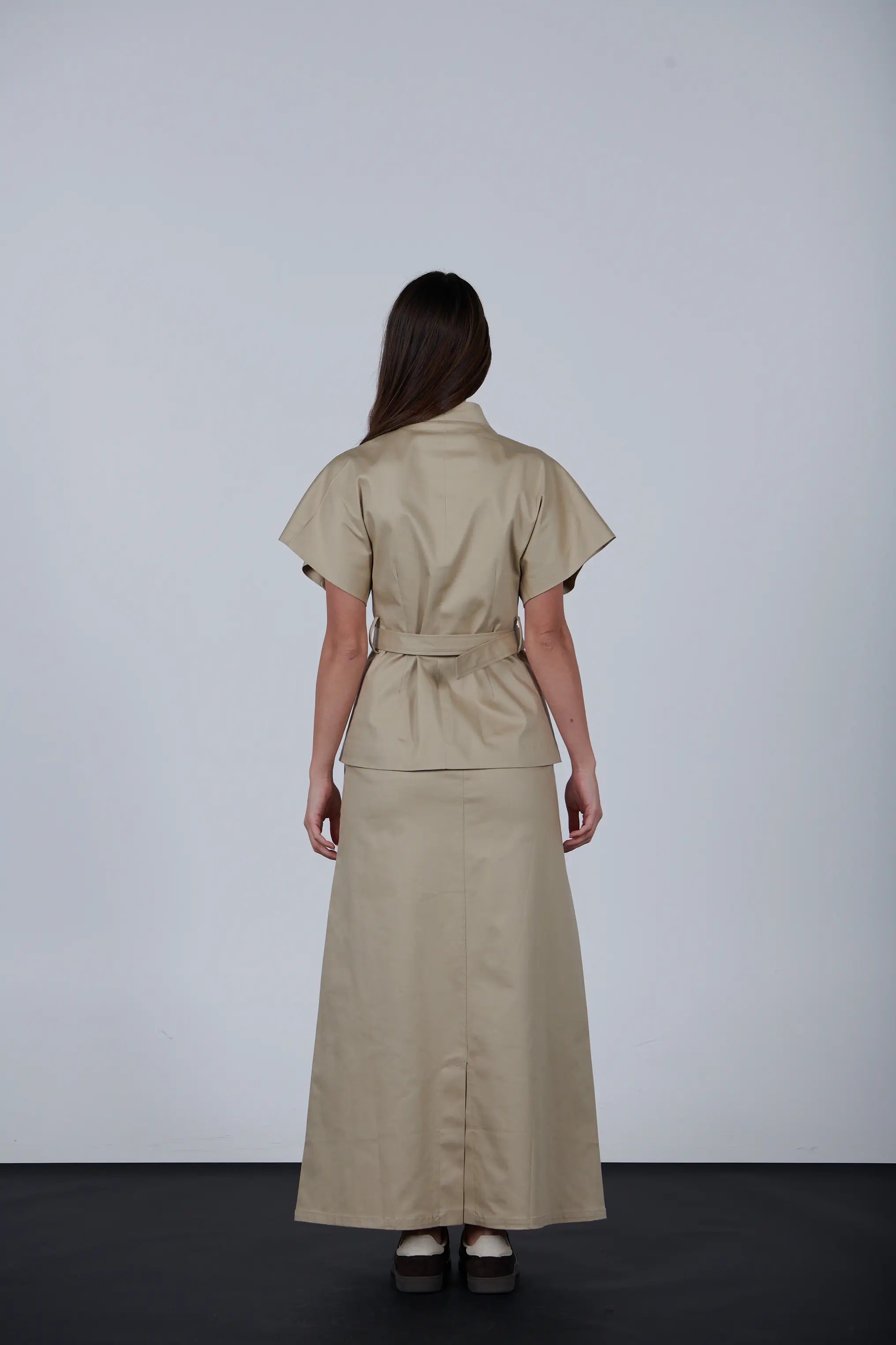 oversize short Sleeve Belted Jacket