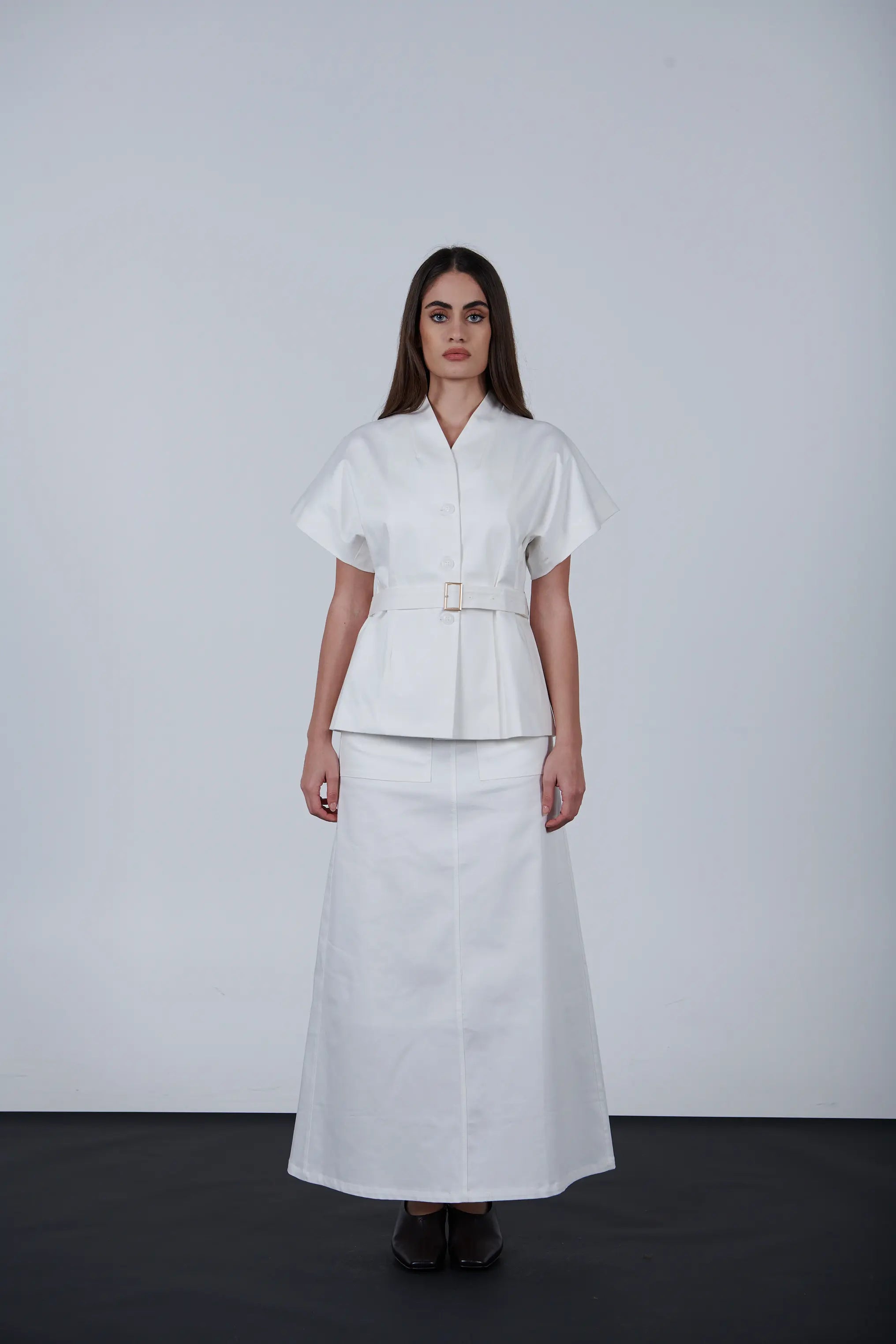 oversize short Sleeve Belted Jacket