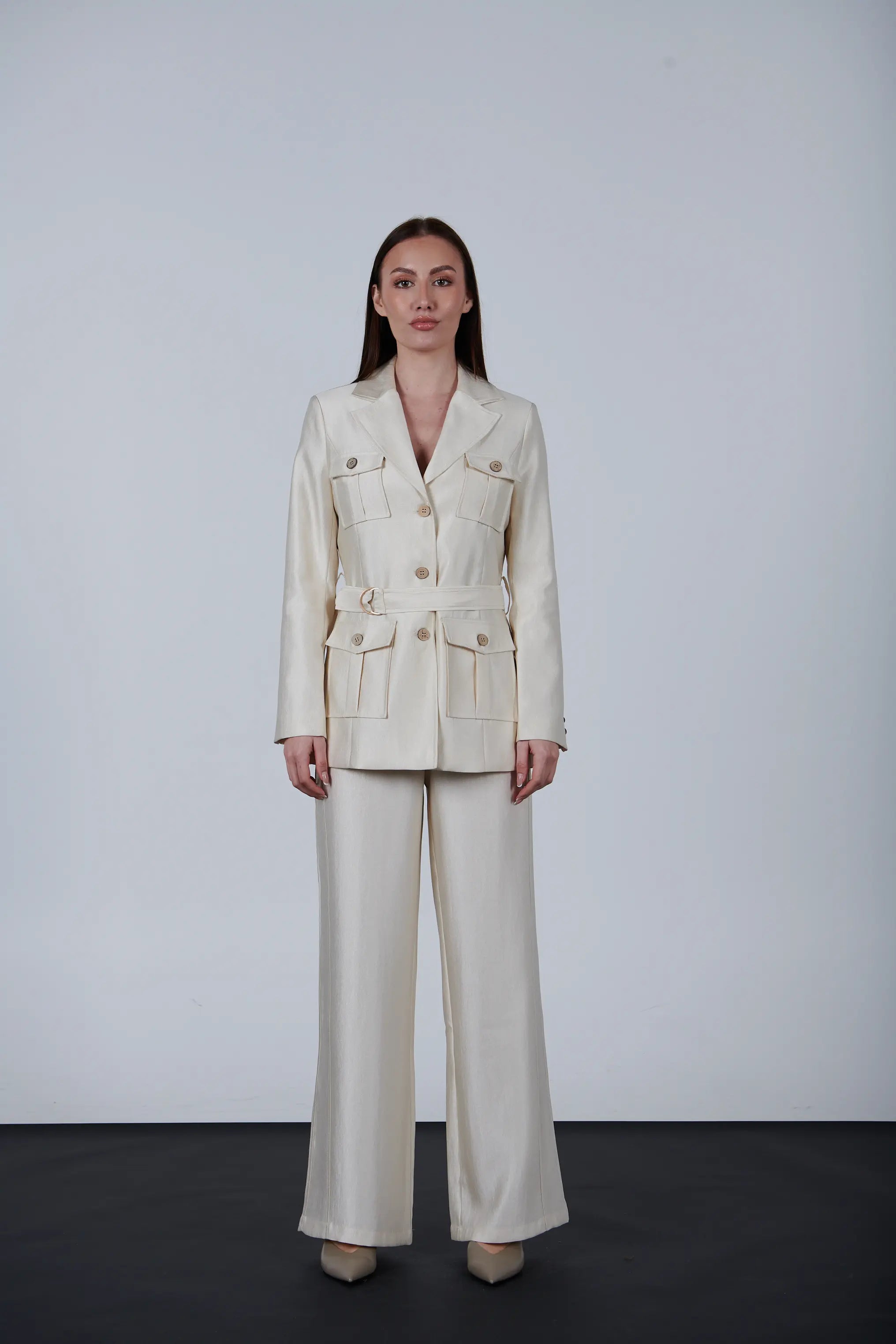 sparkling fabric pocketed blazer