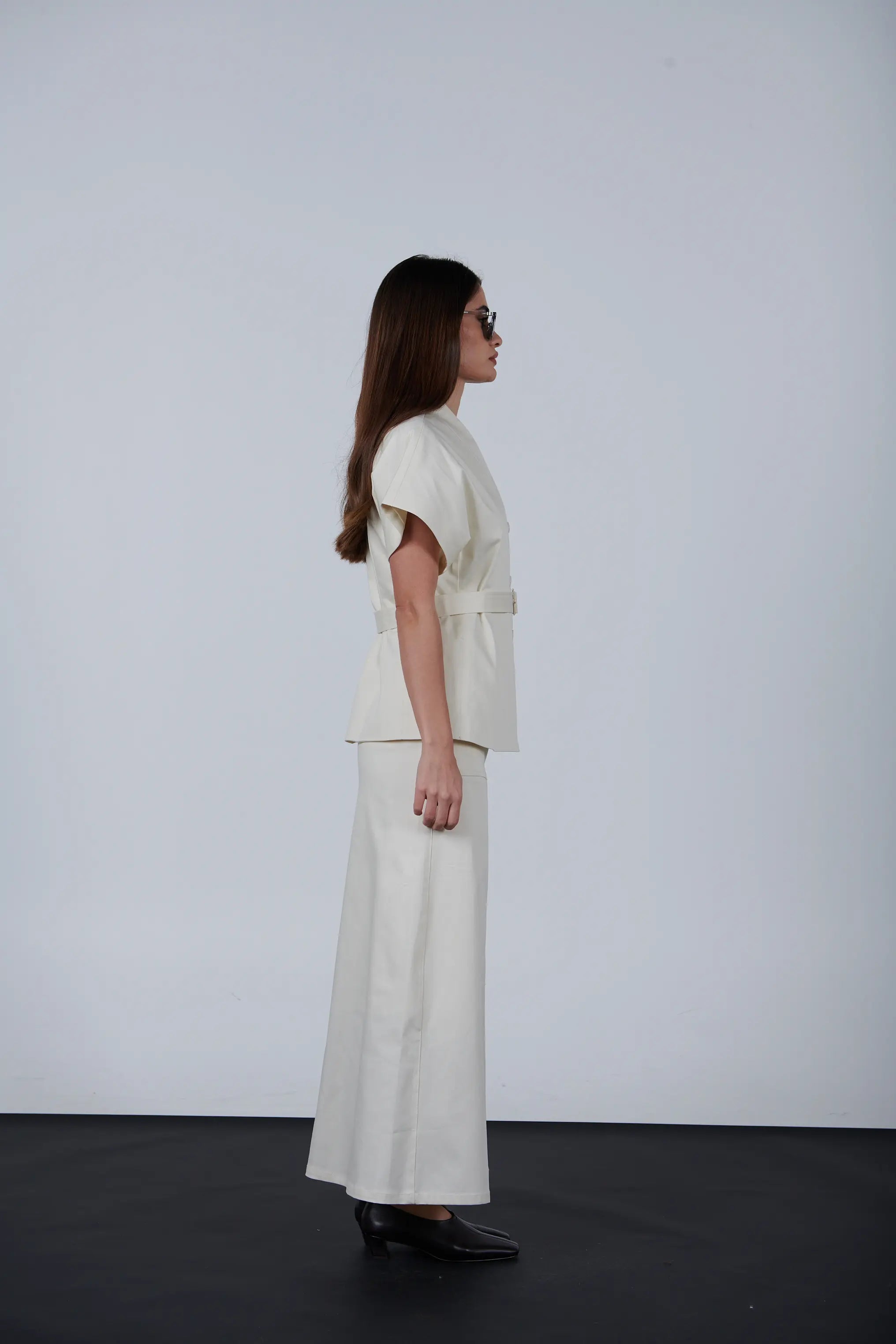 oversize short Sleeve Belted Jacket