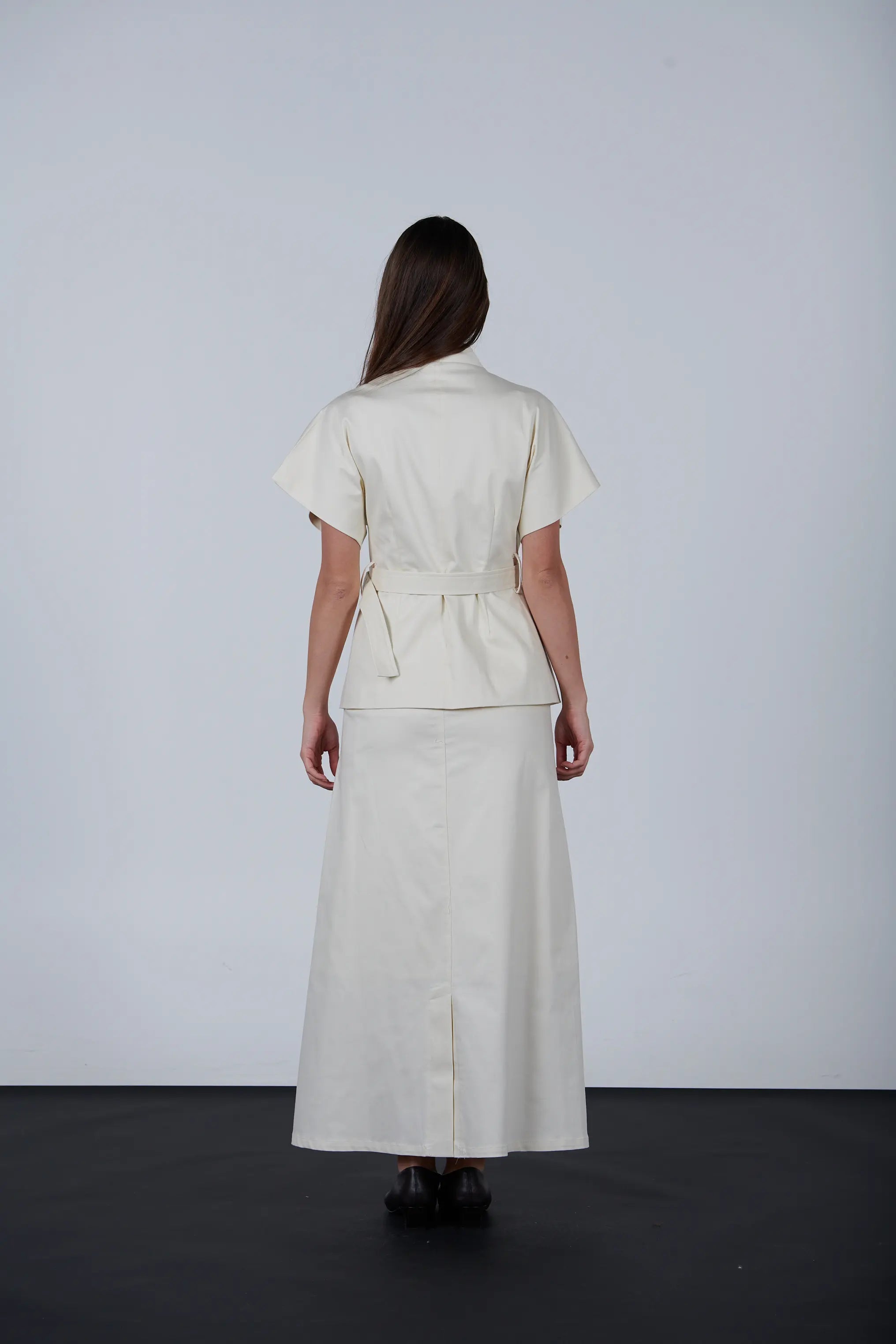 oversize short Sleeve Belted Jacket