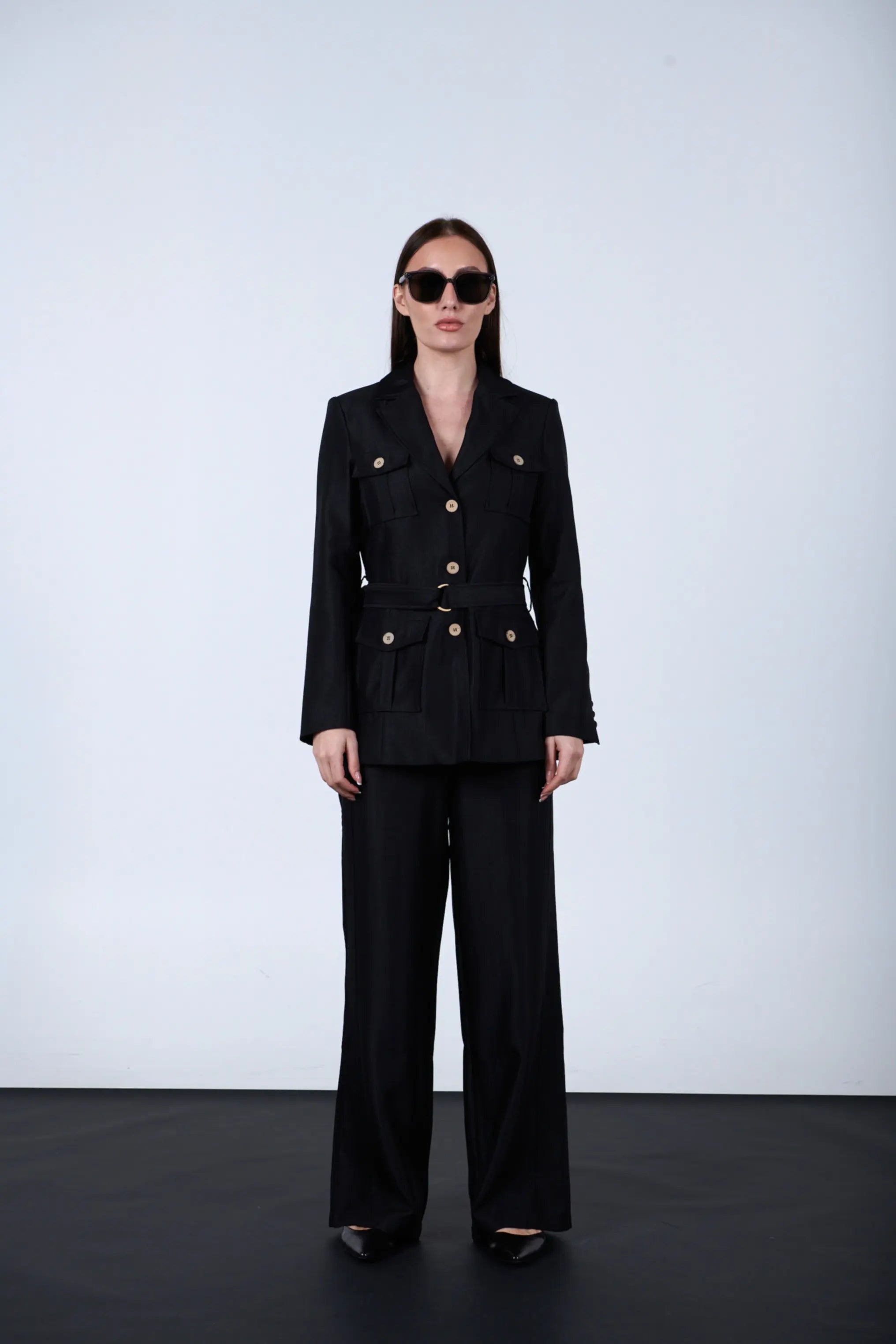 sparkling fabric pocketed blazer