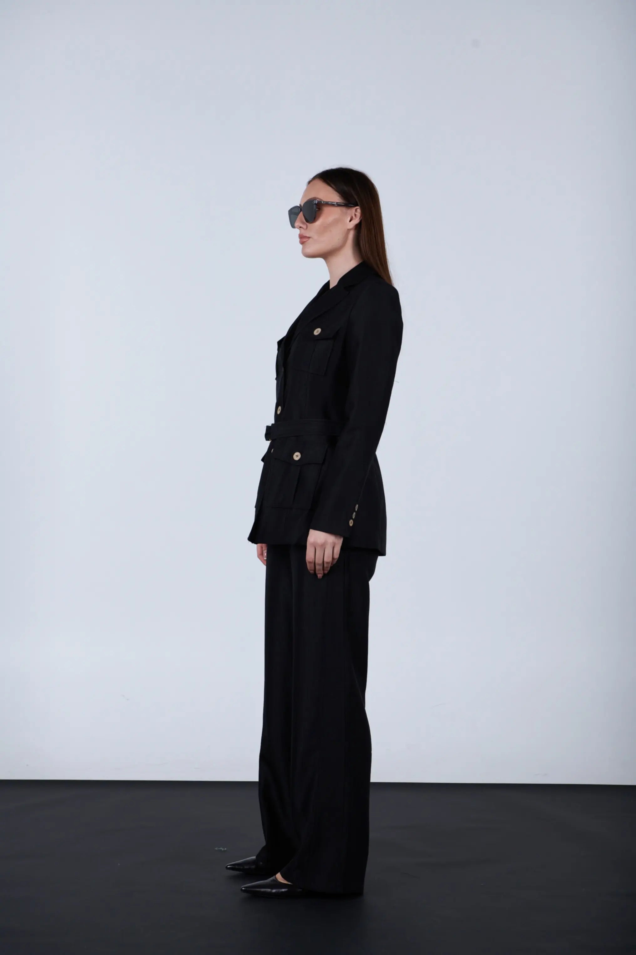 sparkling fabric pocketed blazer