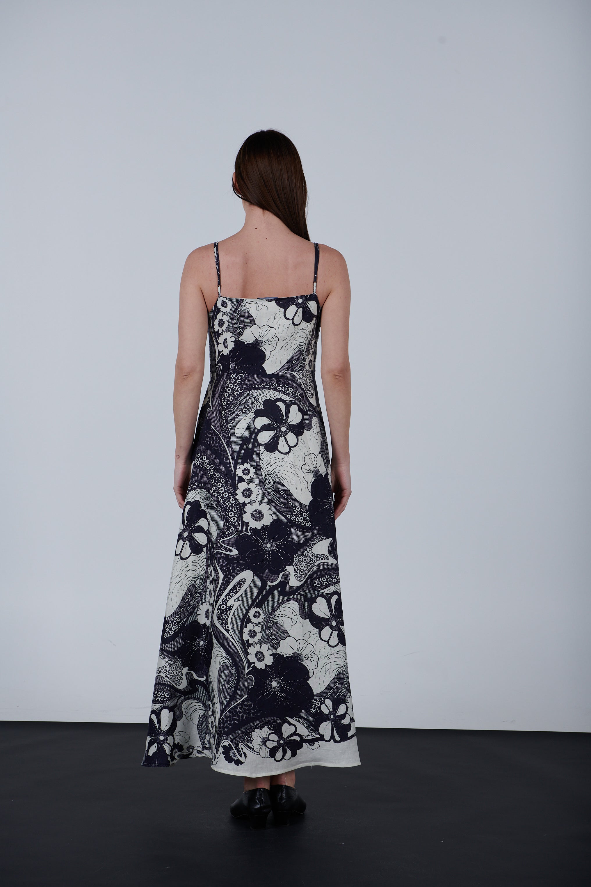 Linen printed 2 piece dress