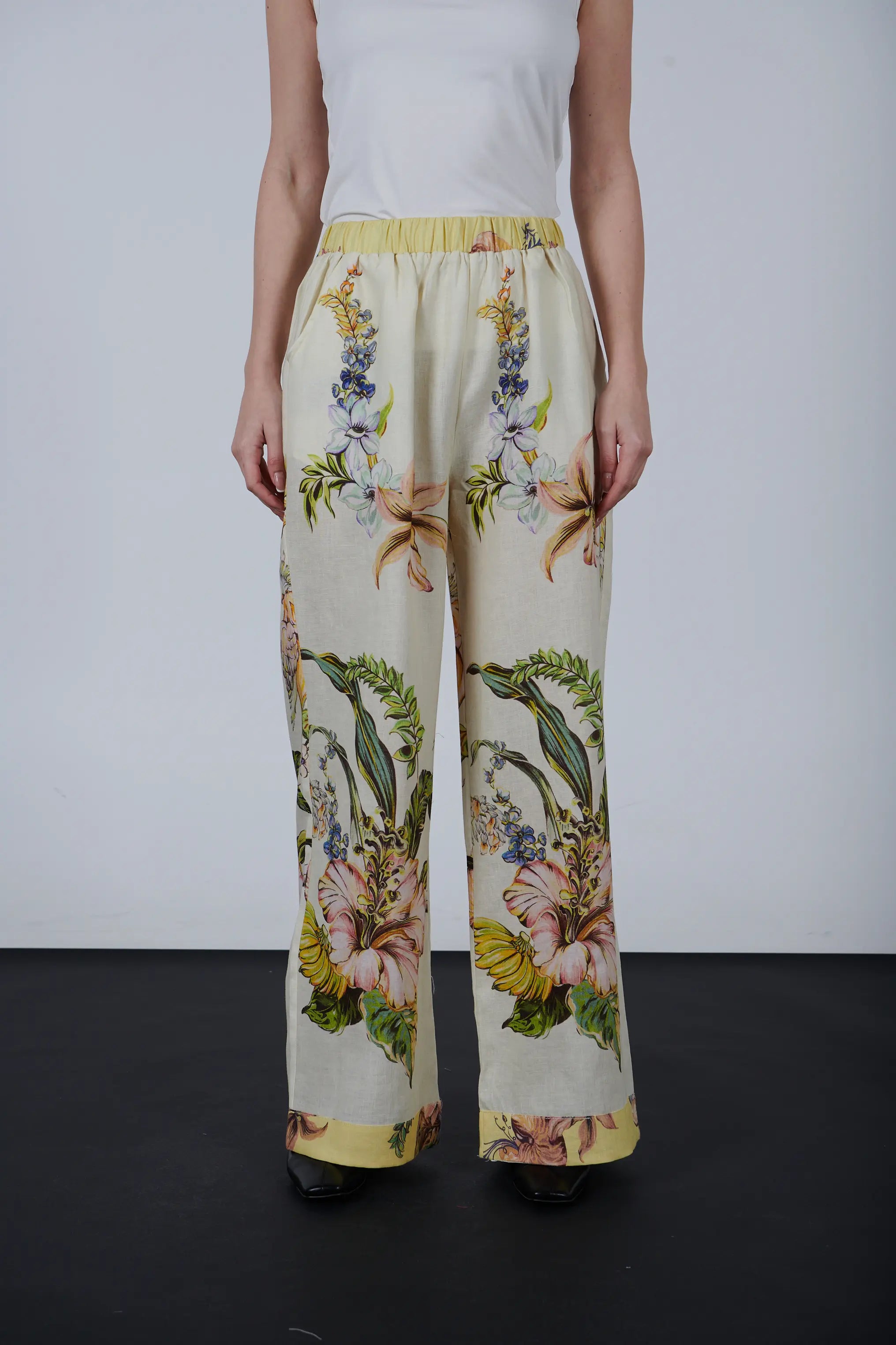 Floral Print Linen Pants