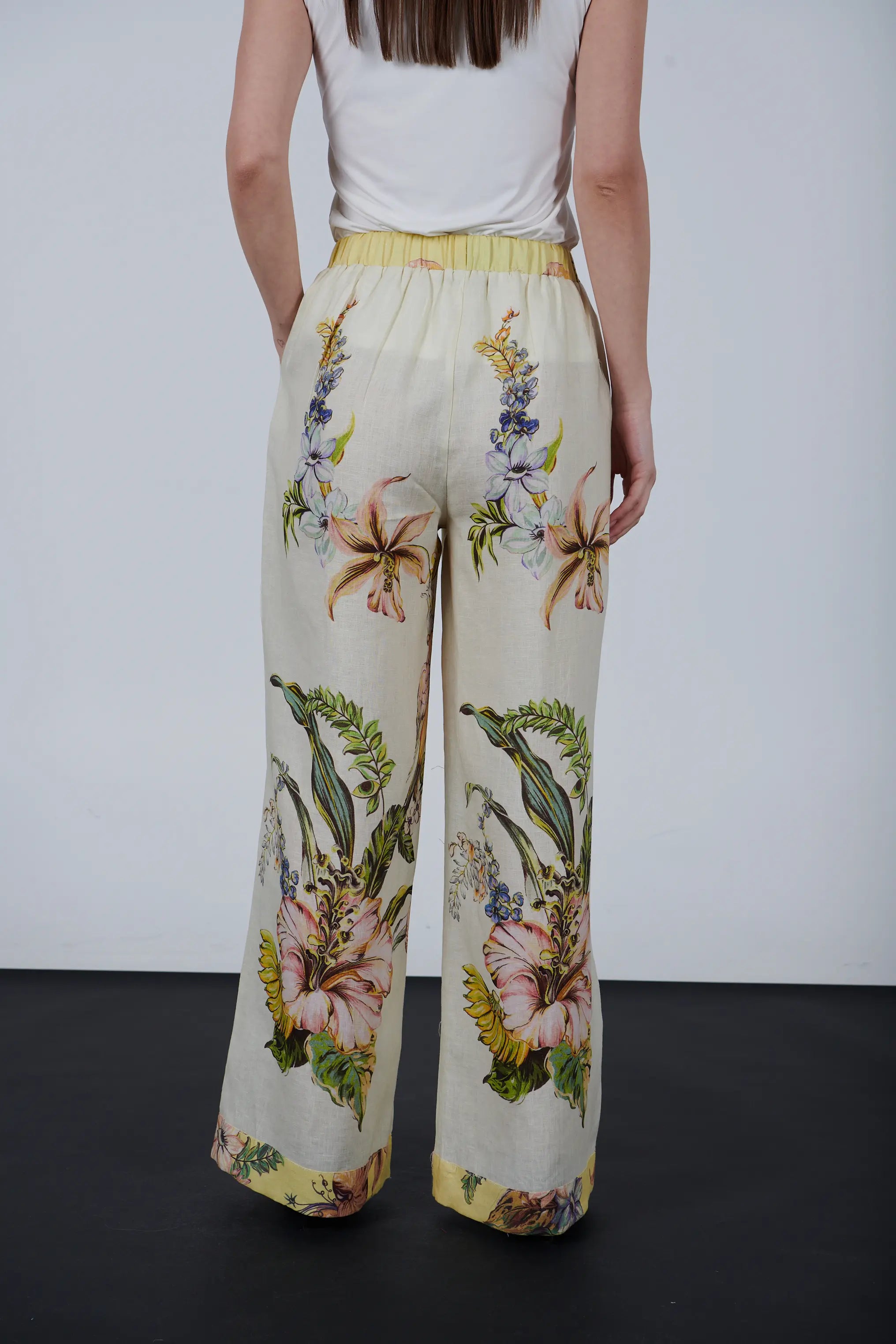 Floral Print Linen Pants