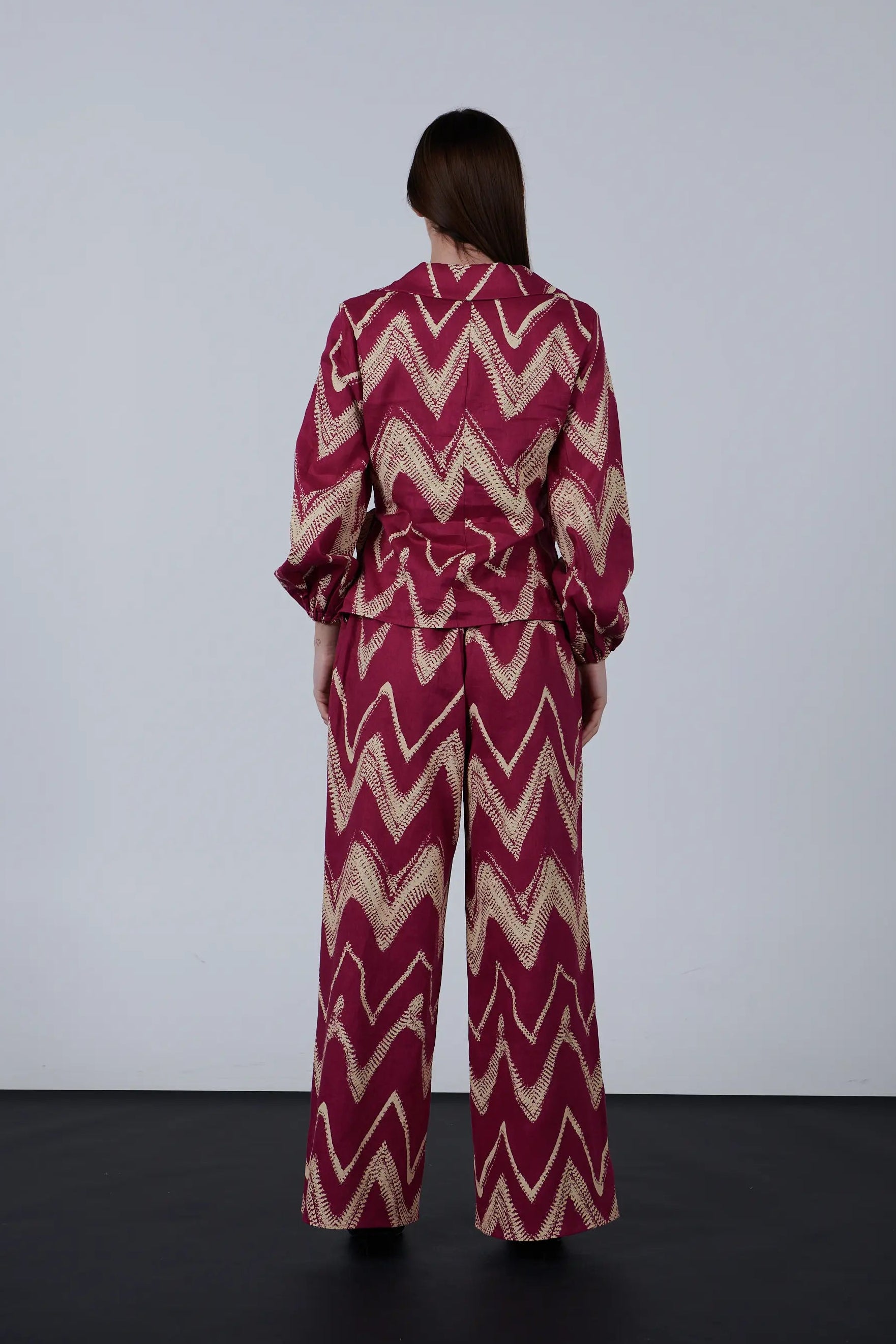 Zigzag Printed Wrap Blouse