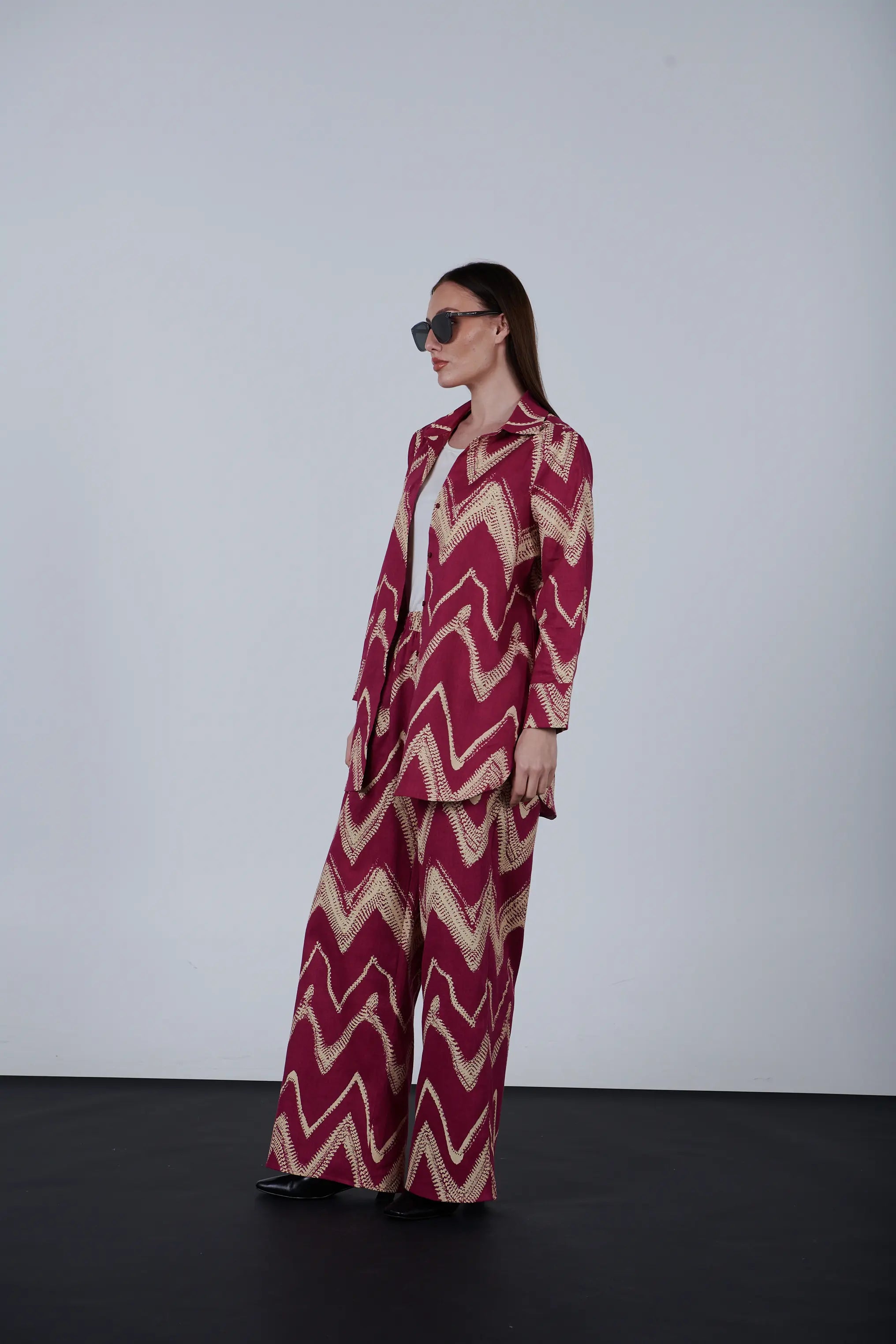 Zigzag Pattern Linen Shirt