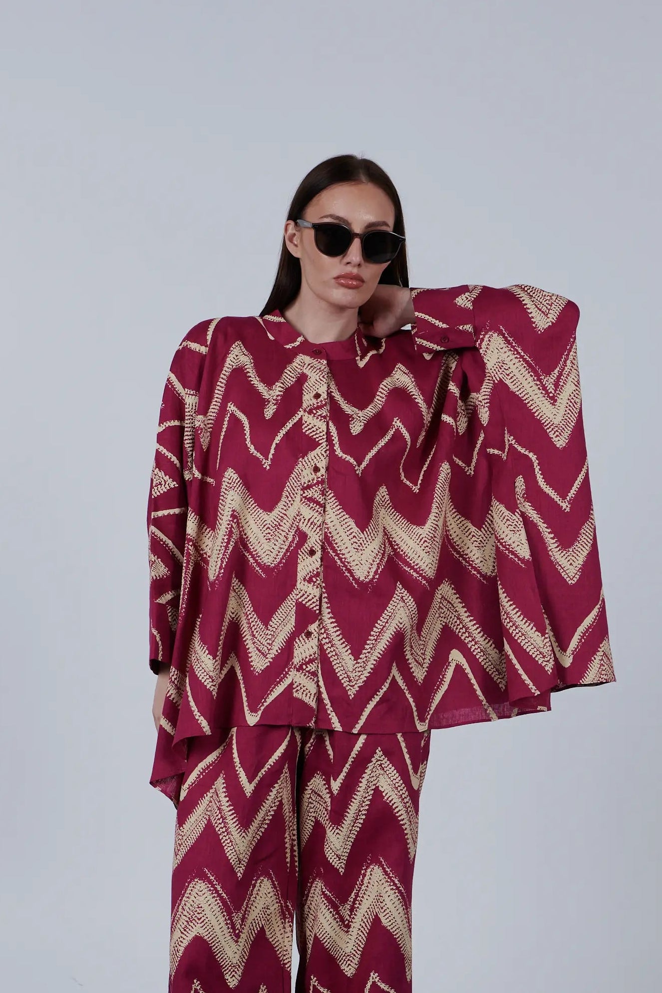 Zigzag Patterned Over-Sized Shirt