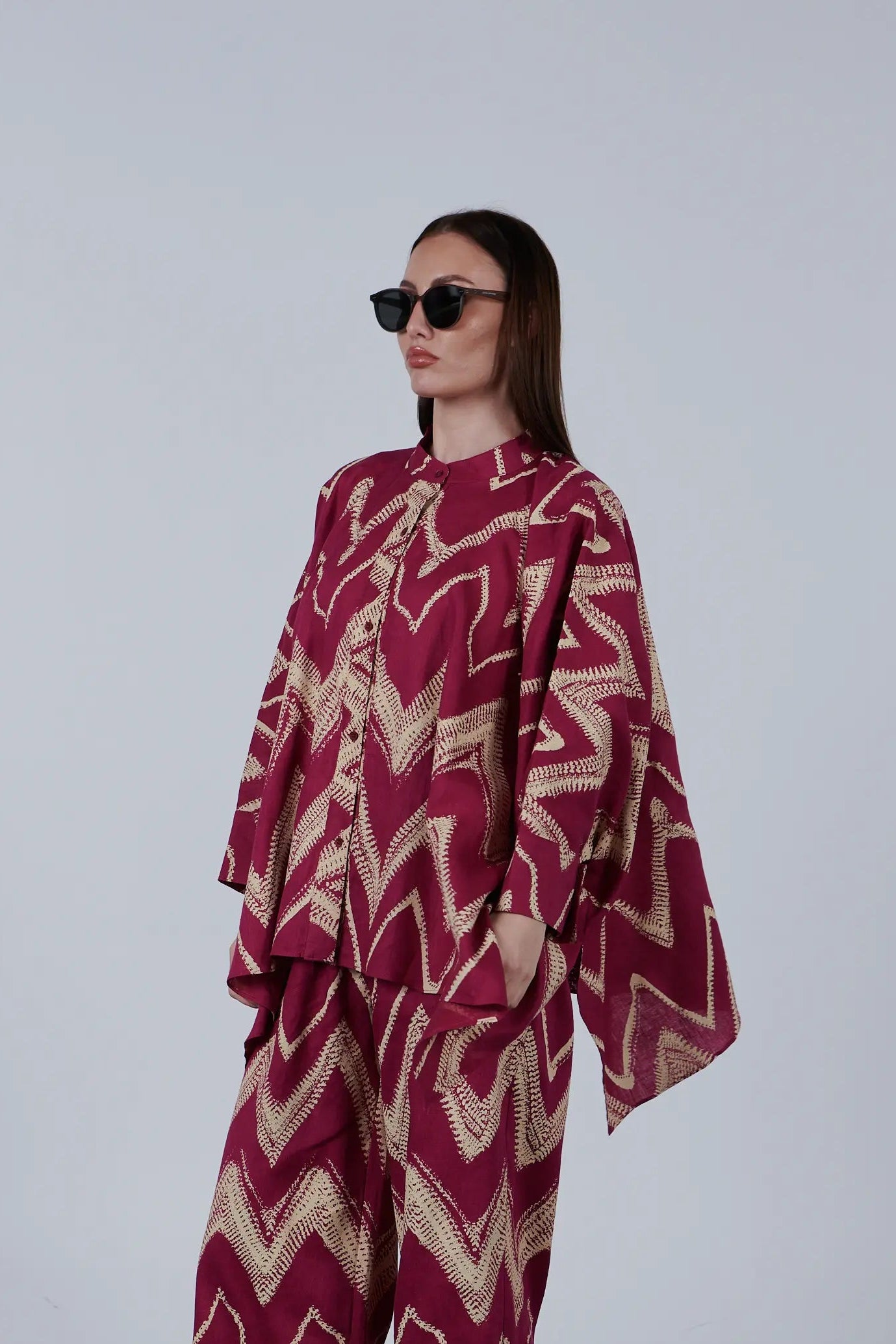 Zigzag Patterned Over-Sized Shirt