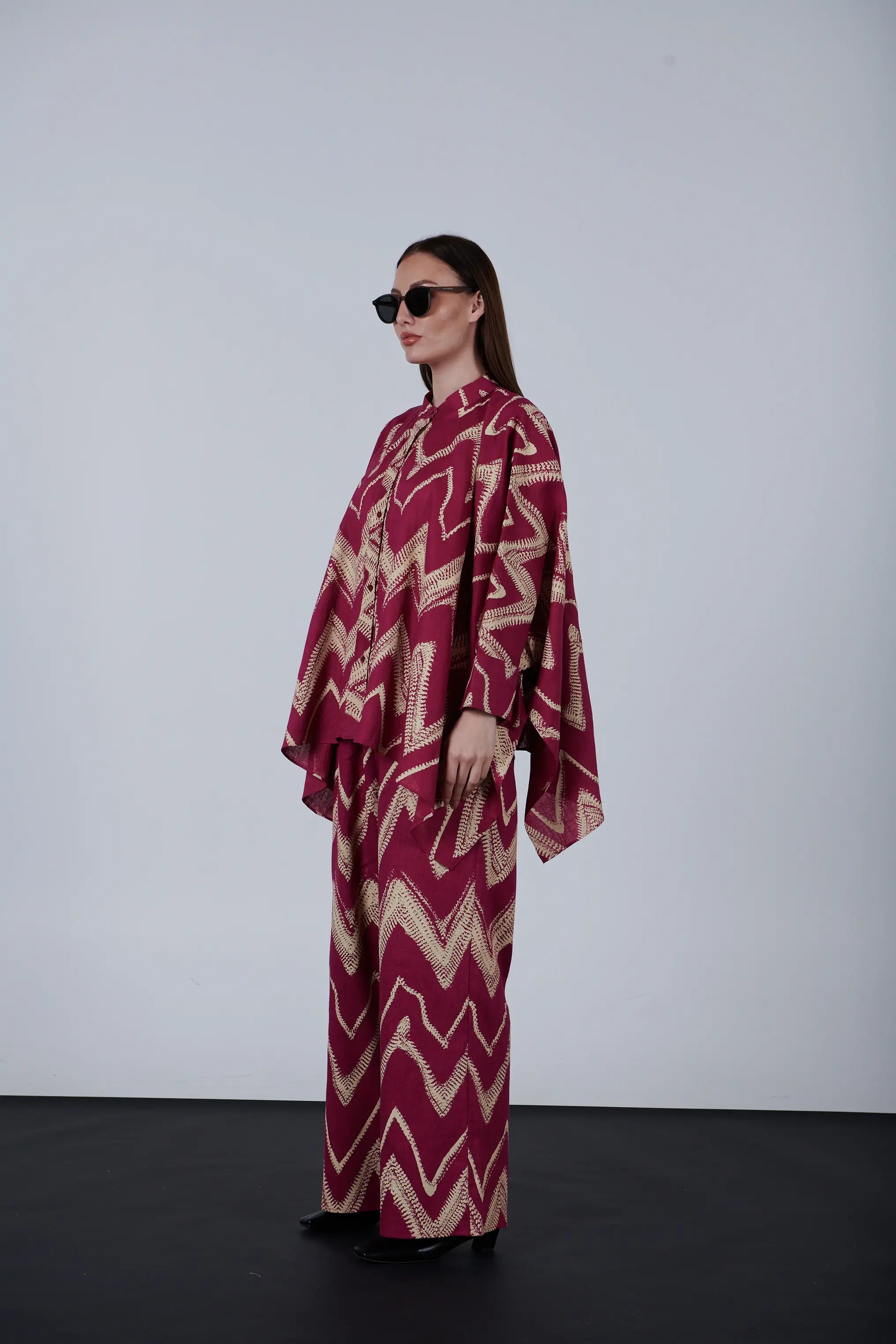 Zigzag Patterned Over-Sized Shirt