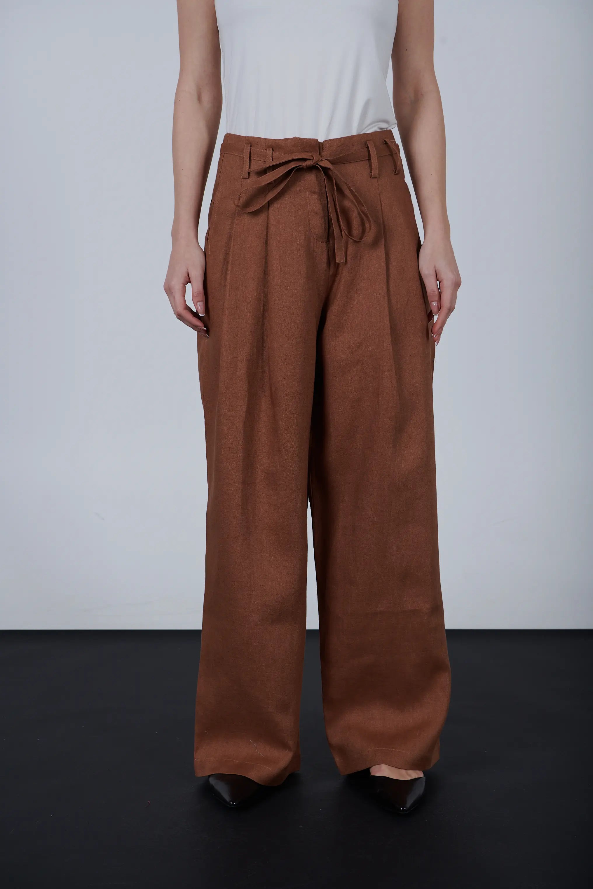High-Waisted Linen Wide Leg Pants