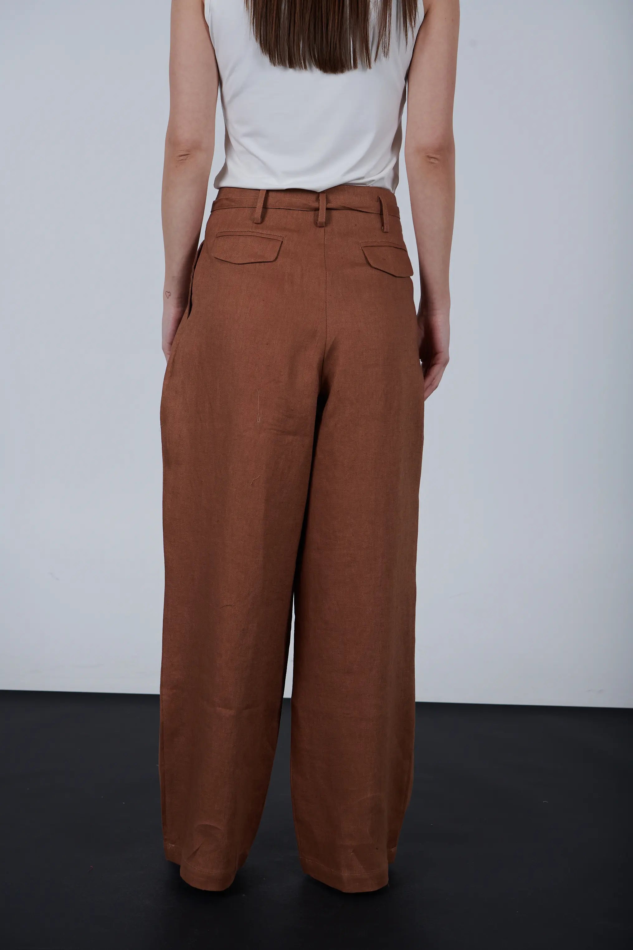 High-Waisted Linen Wide Leg Pants