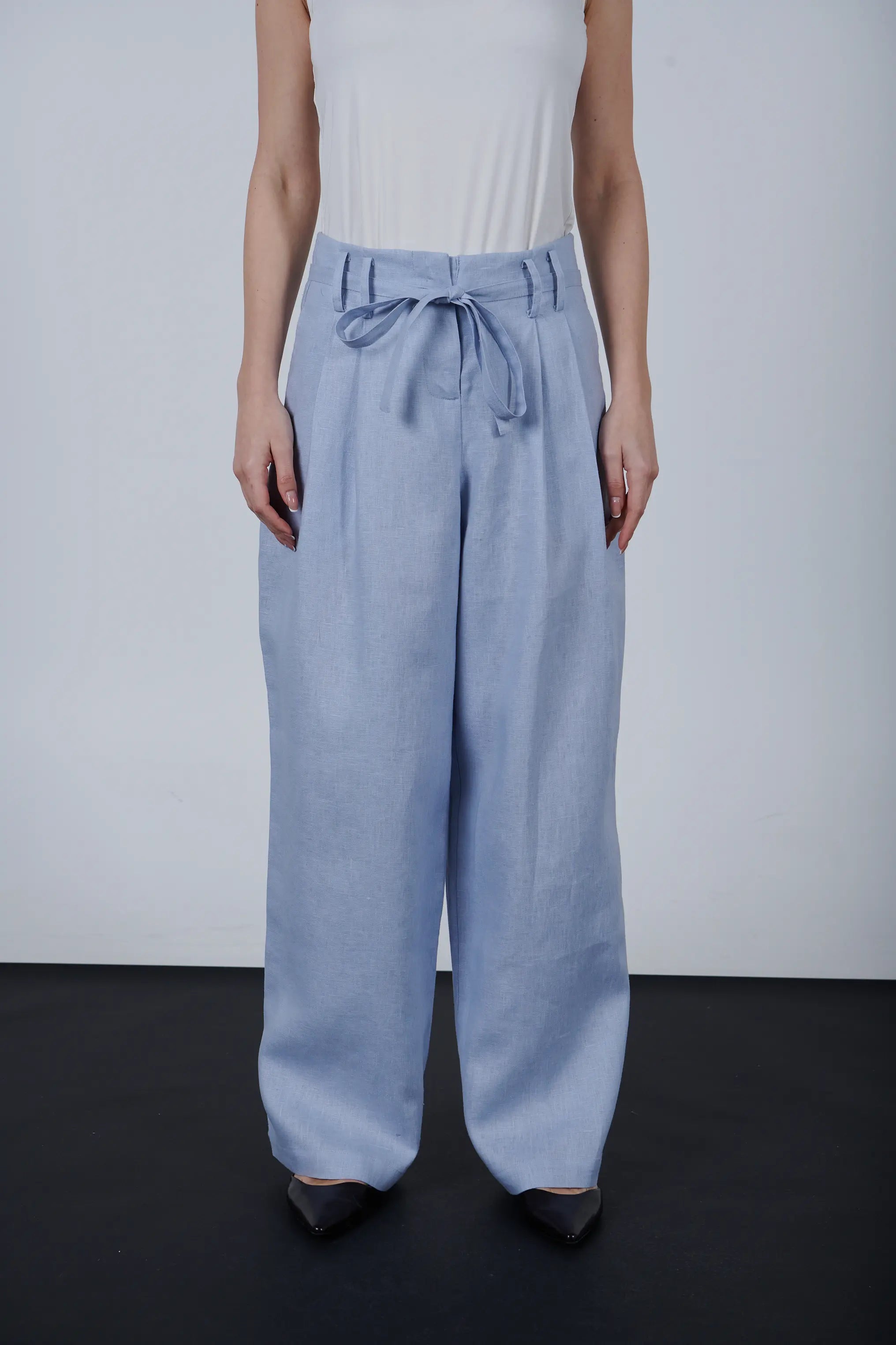 High-Waisted Linen Wide Leg Pants