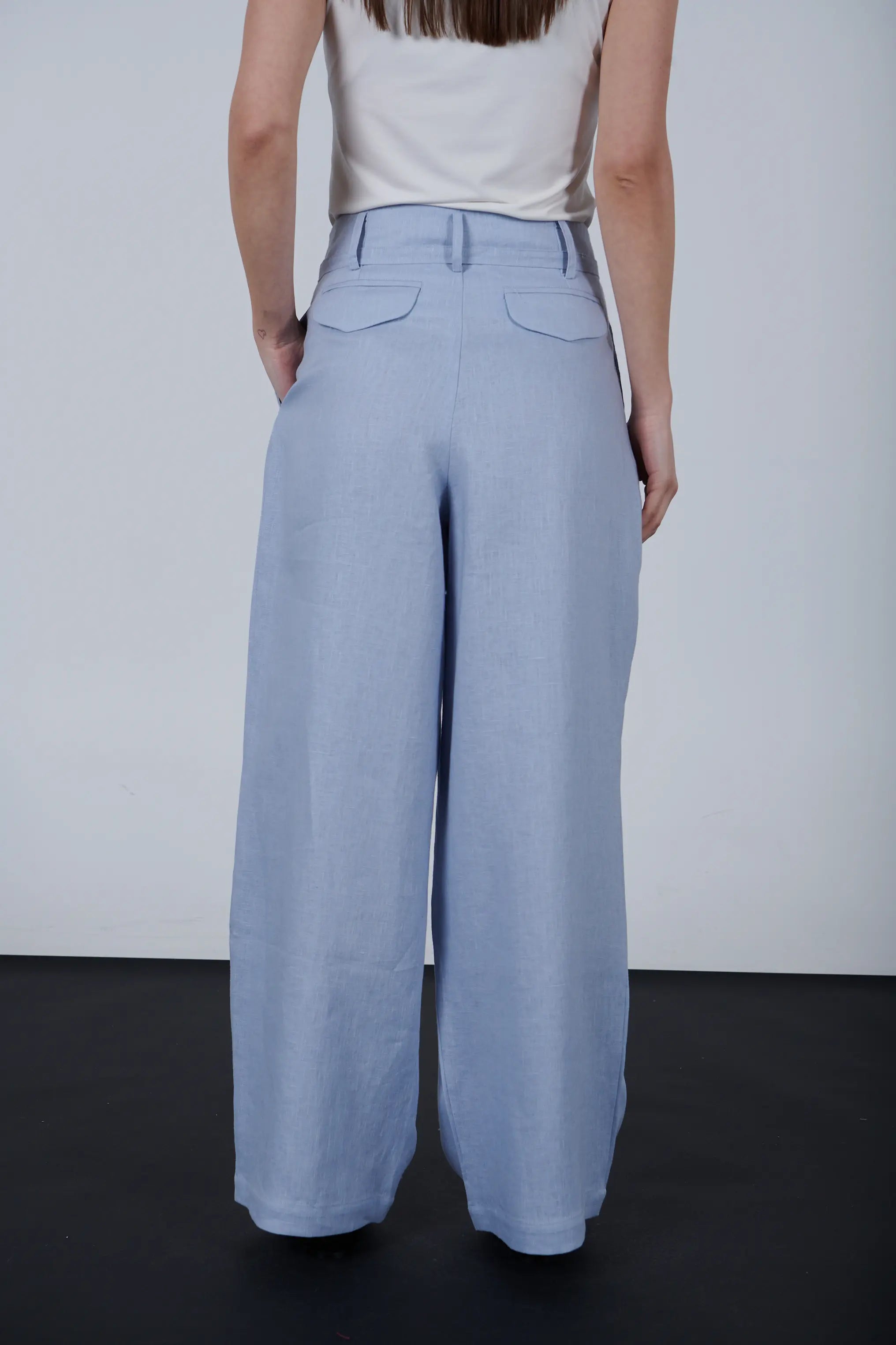 High-Waisted Linen Wide Leg Pants