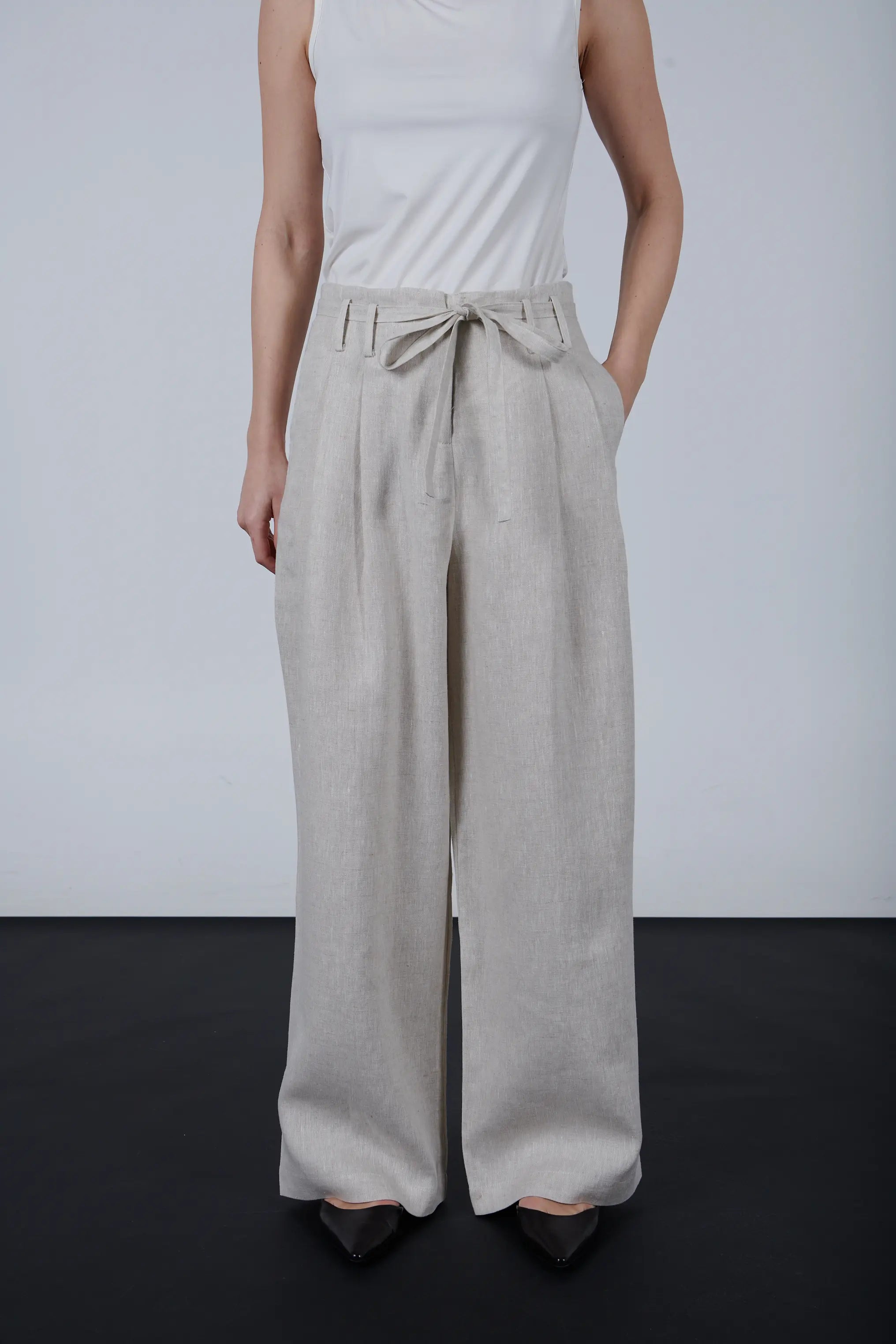 High-Waisted Linen Wide Leg Pants