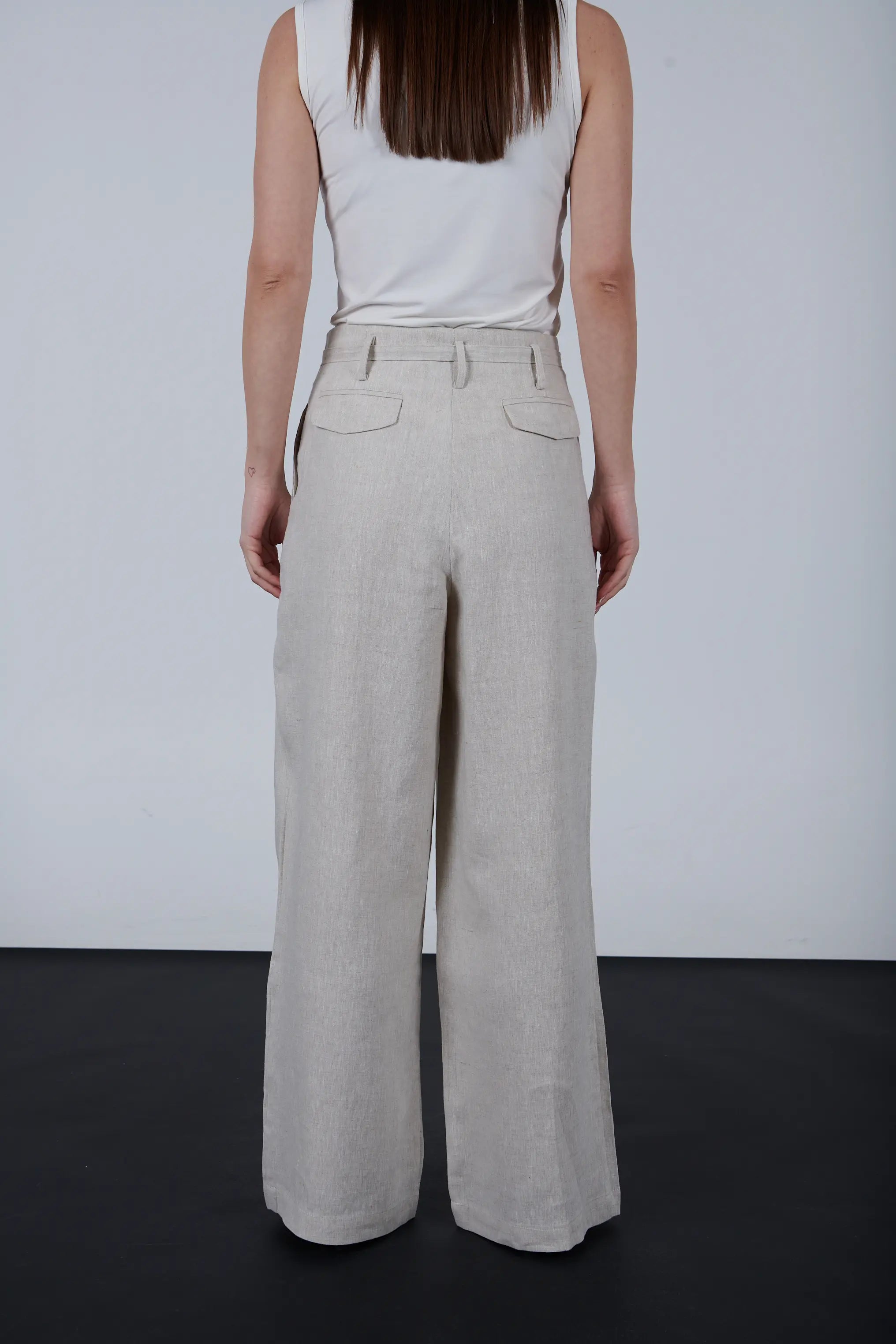 High-Waisted Linen Wide Leg Pants