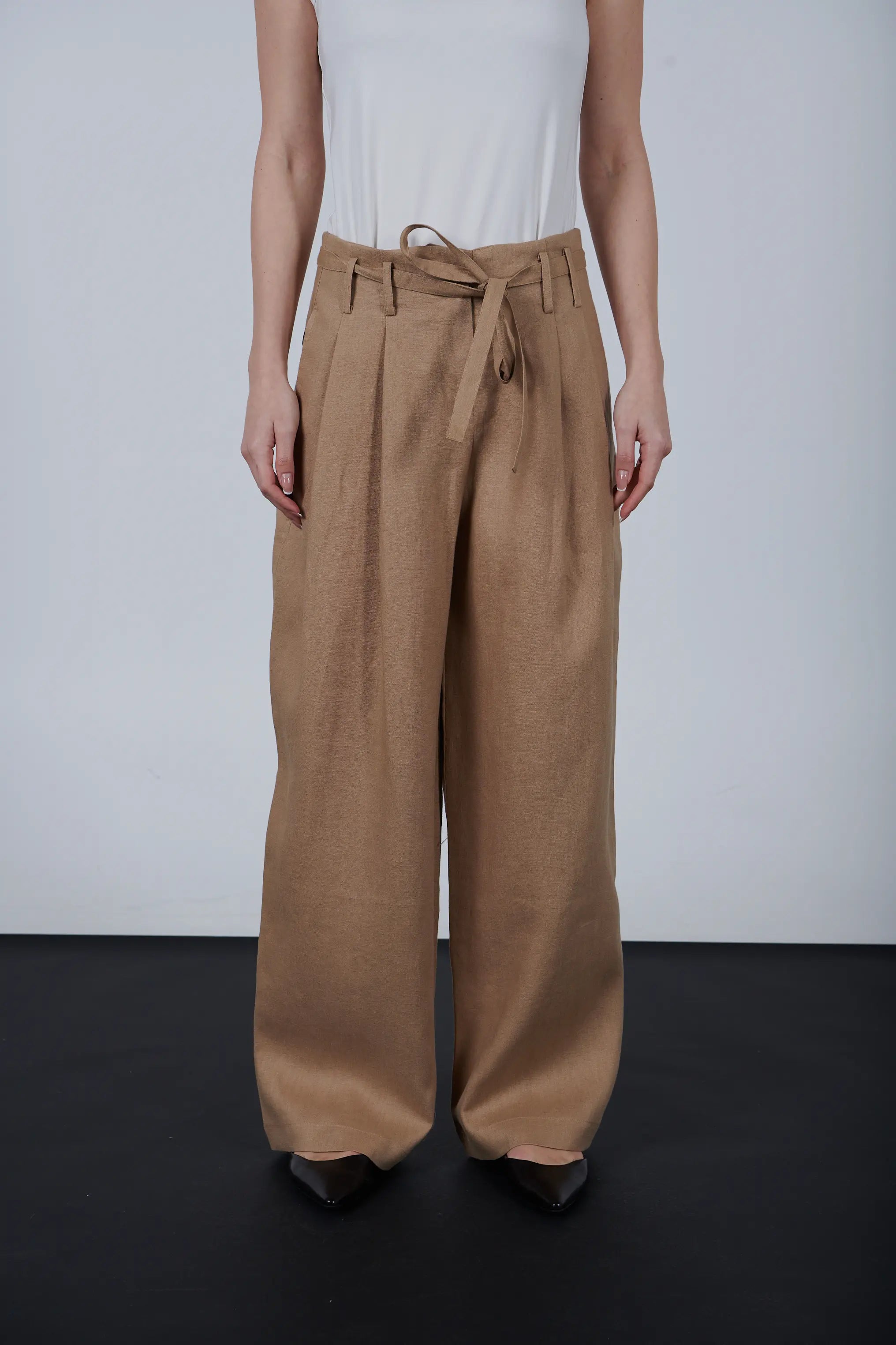 High-Waisted Linen Wide Leg Pants