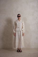 Two pieces Striped Linen Dress