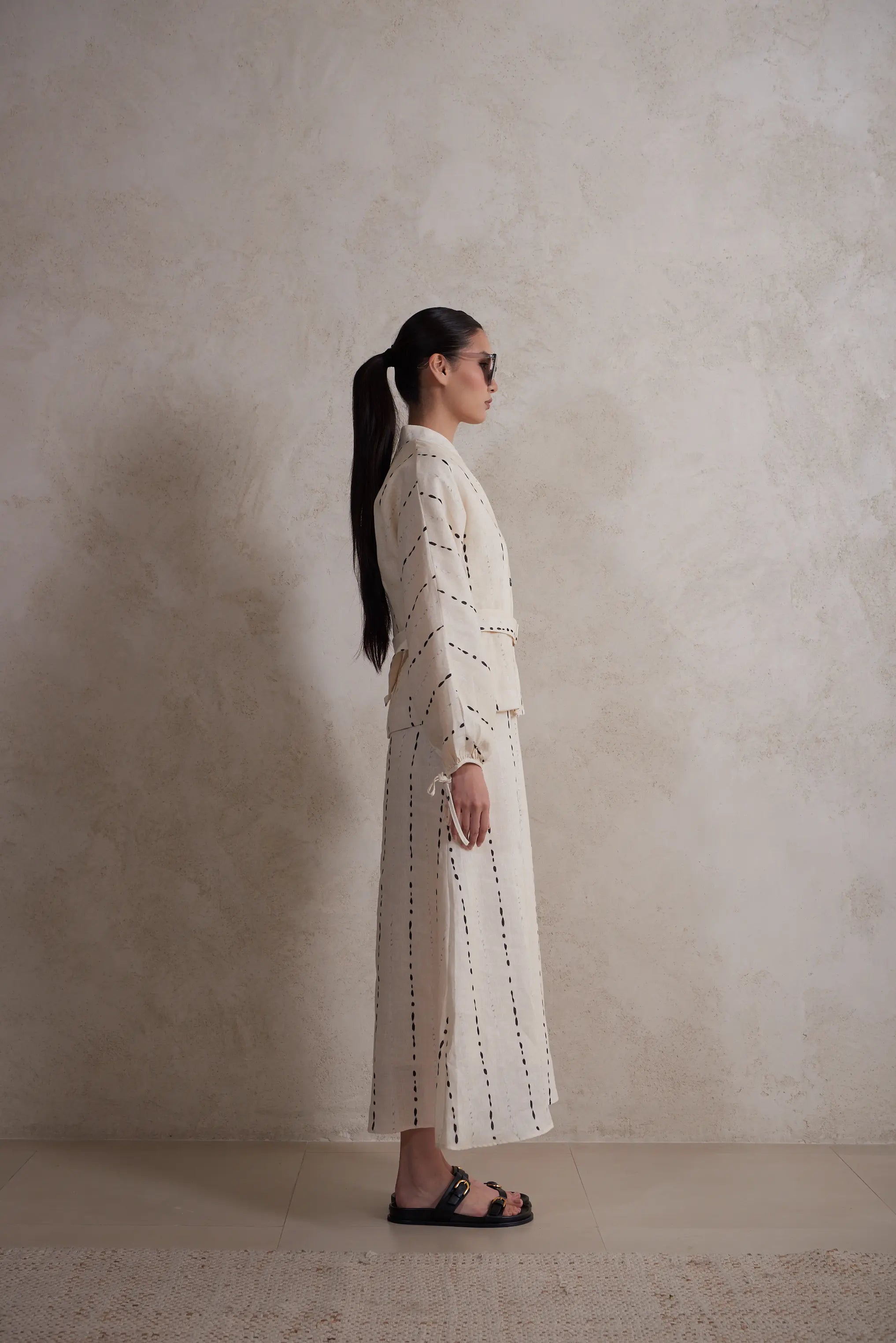 Two pieces Striped Linen Dress