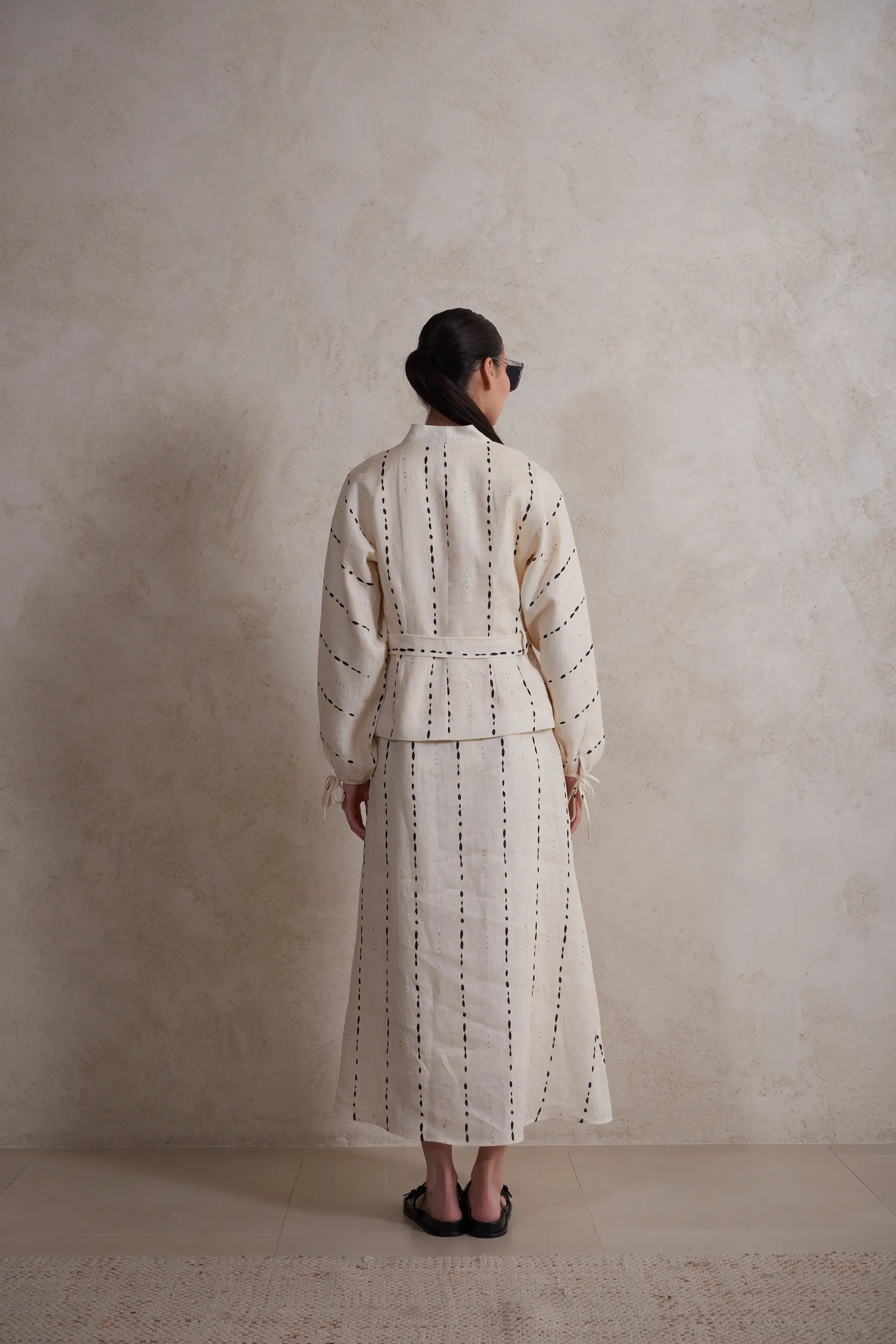 Two pieces Striped Linen Dress