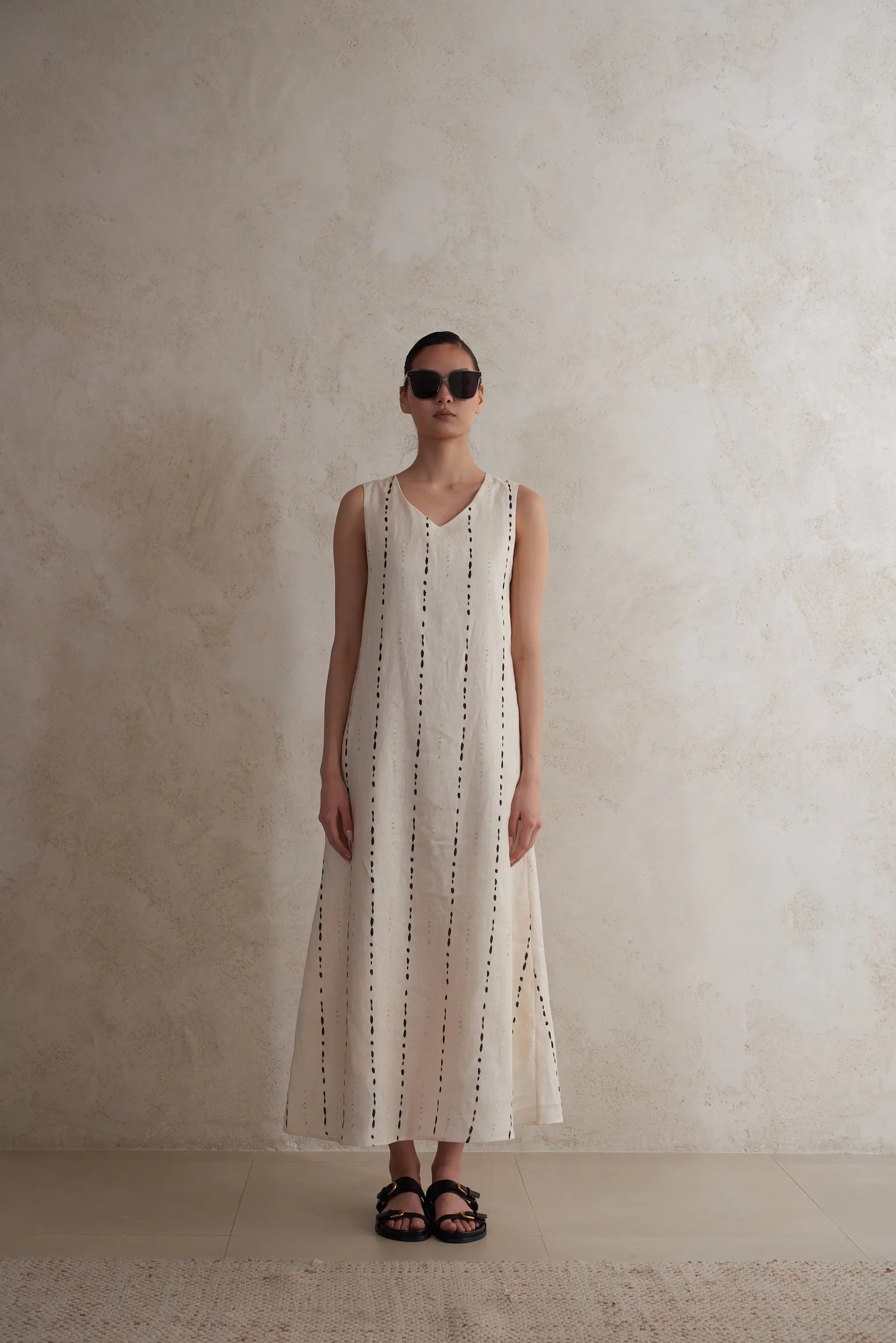 Two pieces Striped Linen Dress