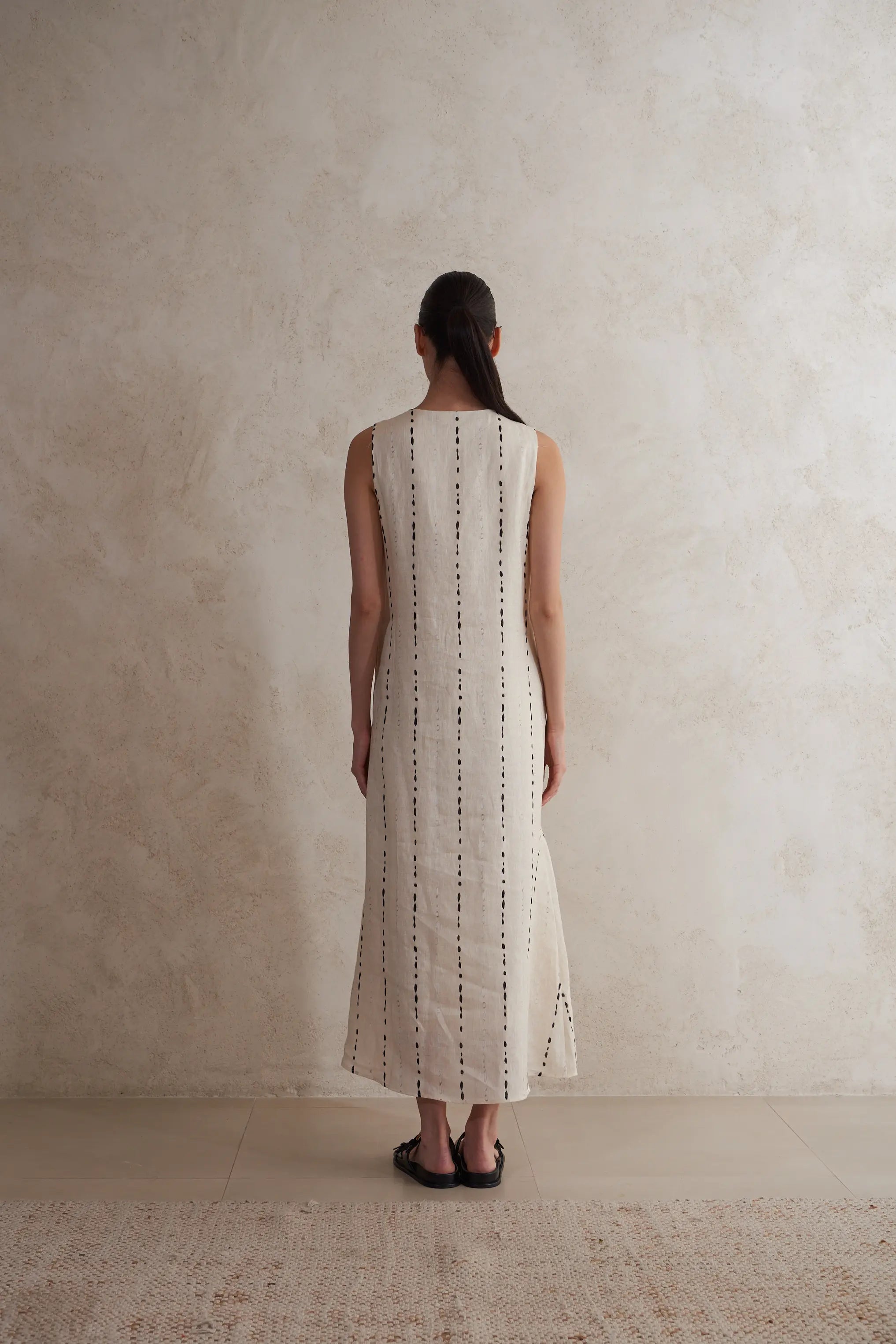 Two pieces Striped Linen Dress