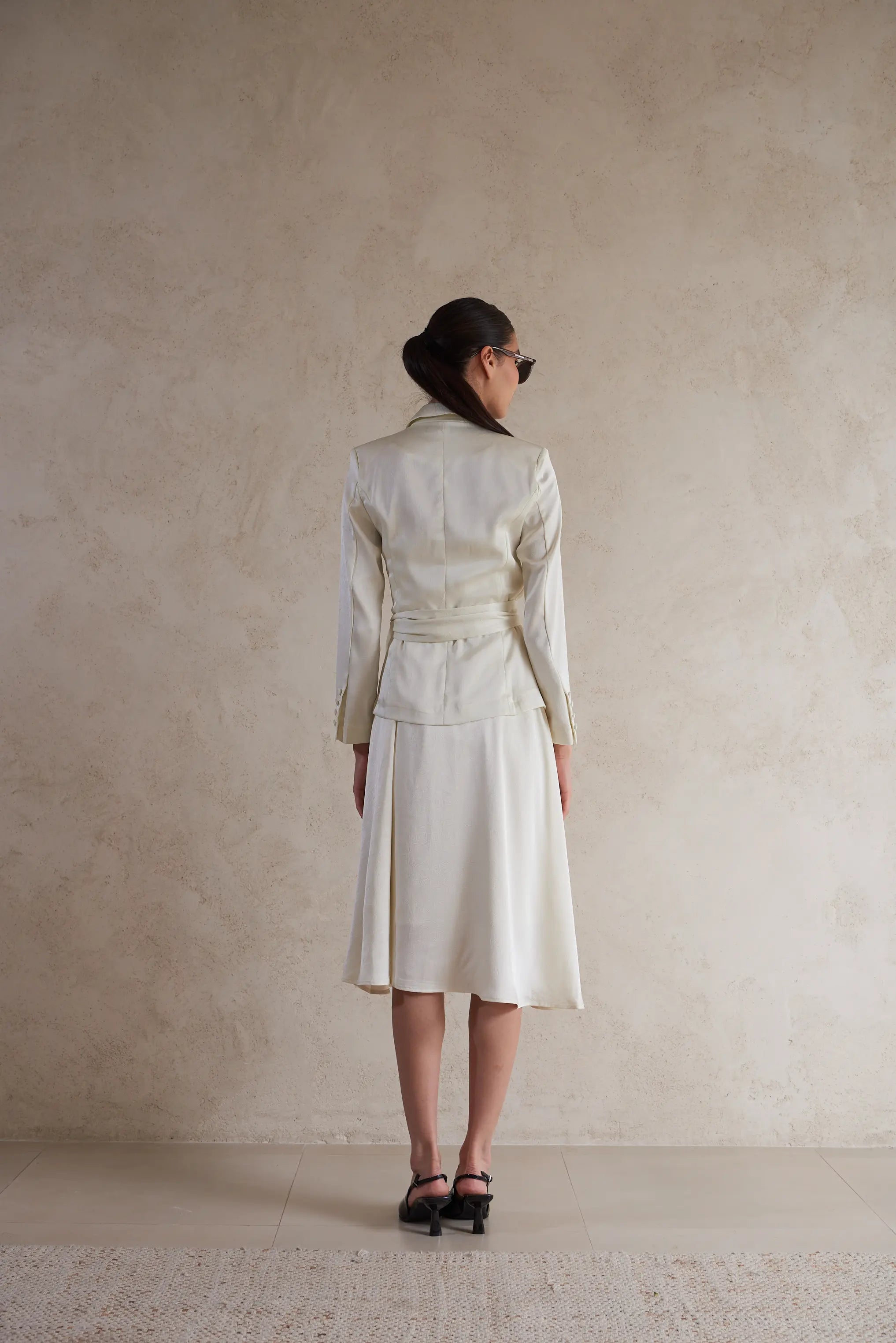 Midi Satin Belted Dress