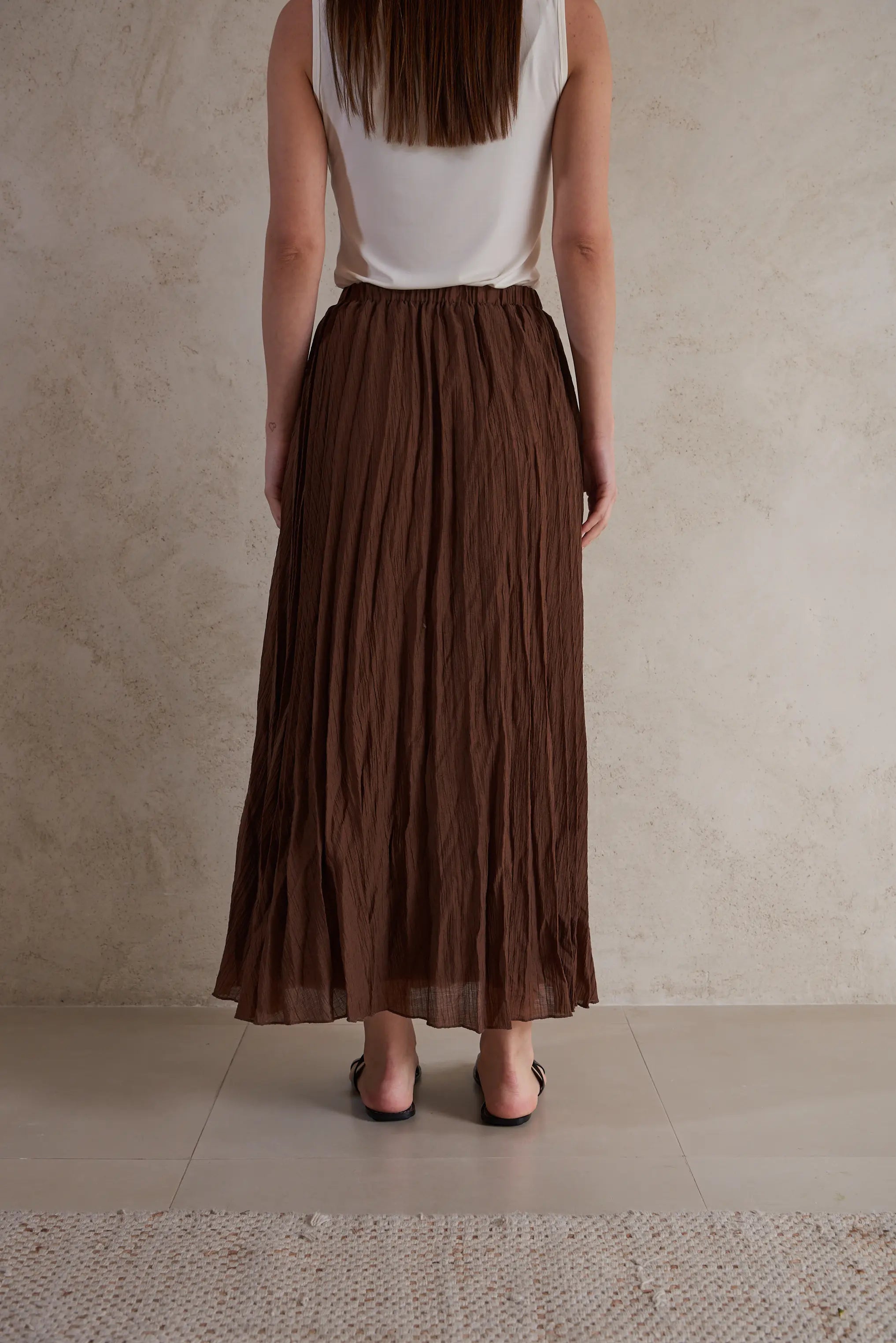 Lightweight Pleated Maxi Linen Skirt