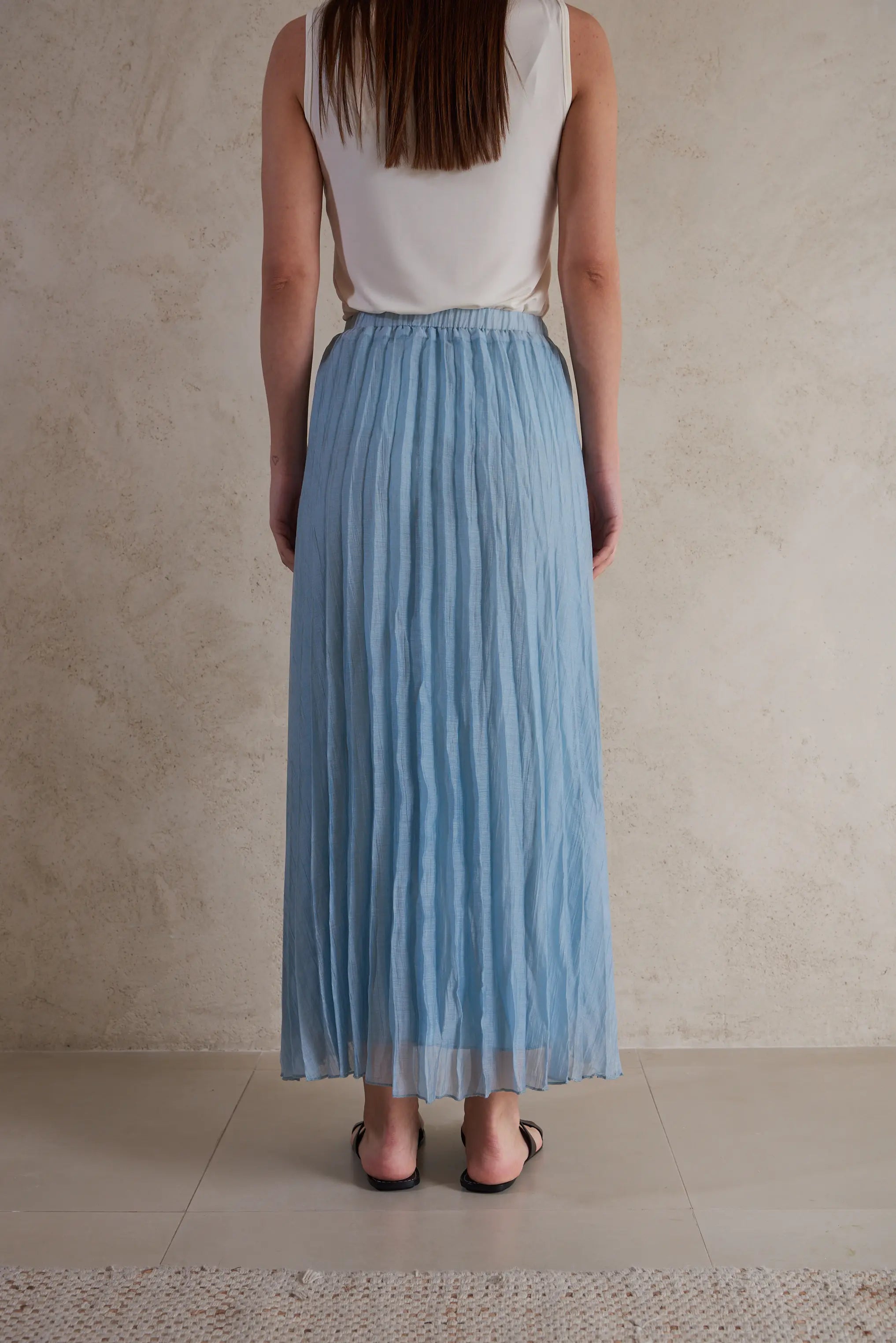 Lightweight Pleated Maxi Linen Skirt