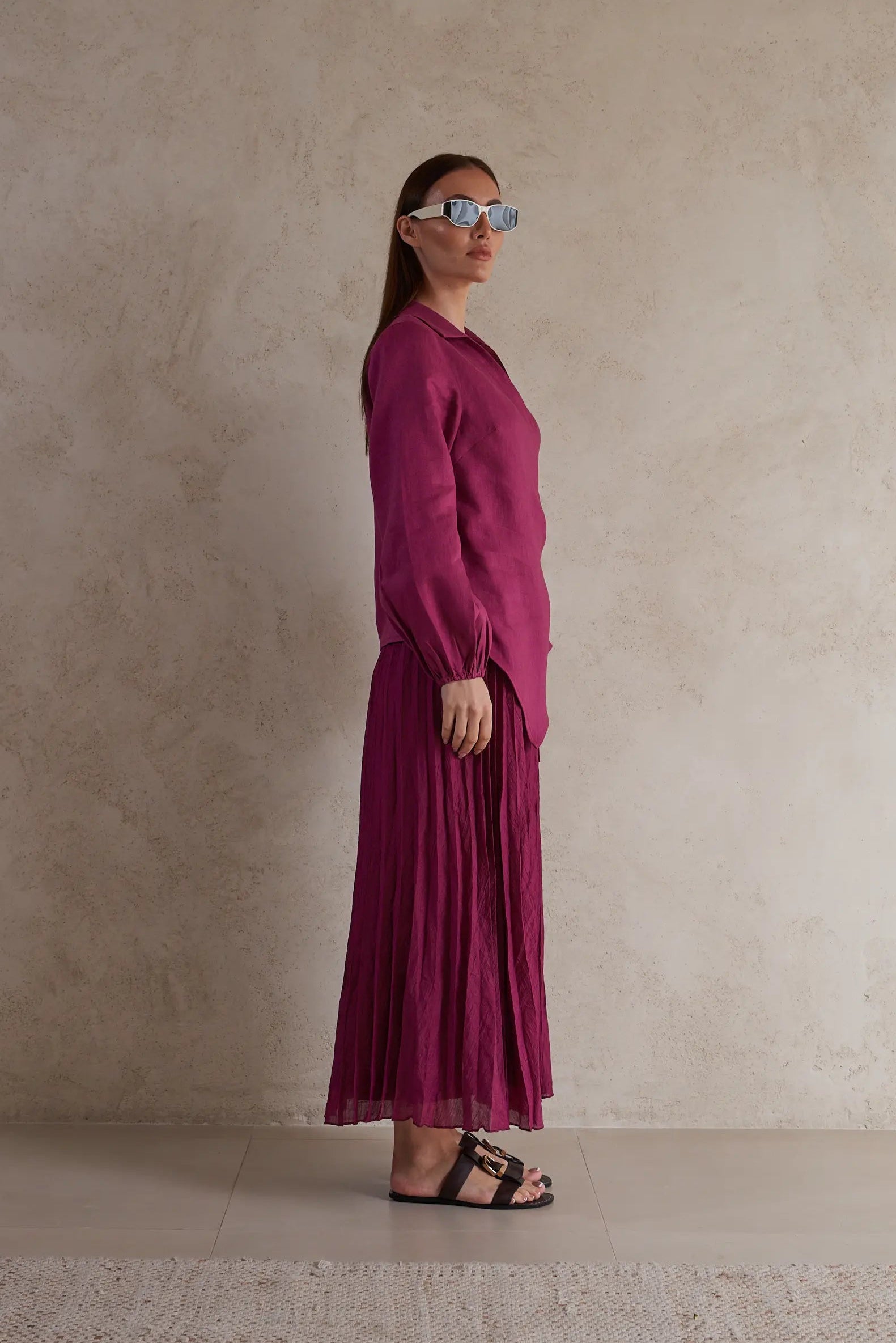 Long Sleeve Linen knotted Top