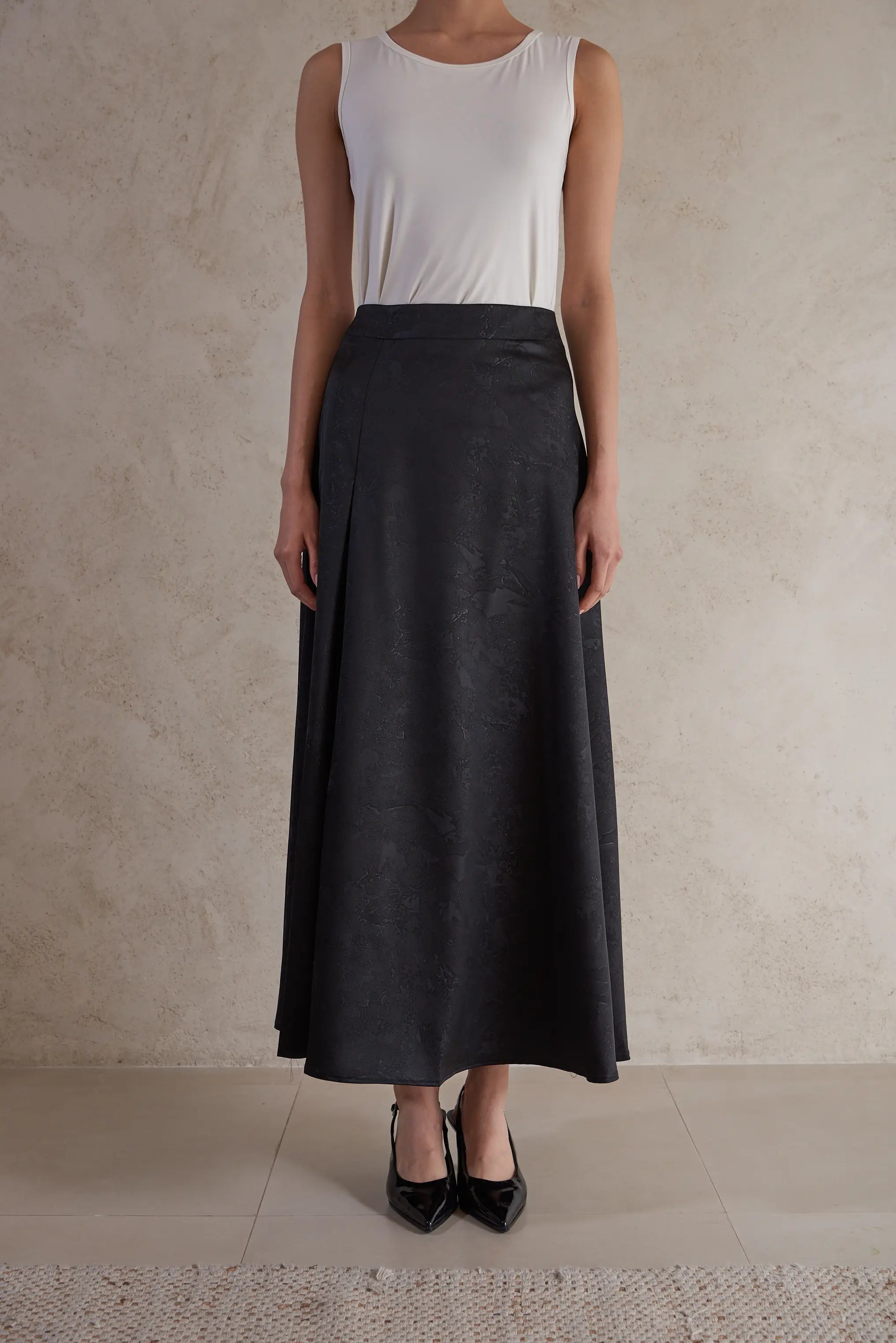 Elegant A-Line Satin Skirt