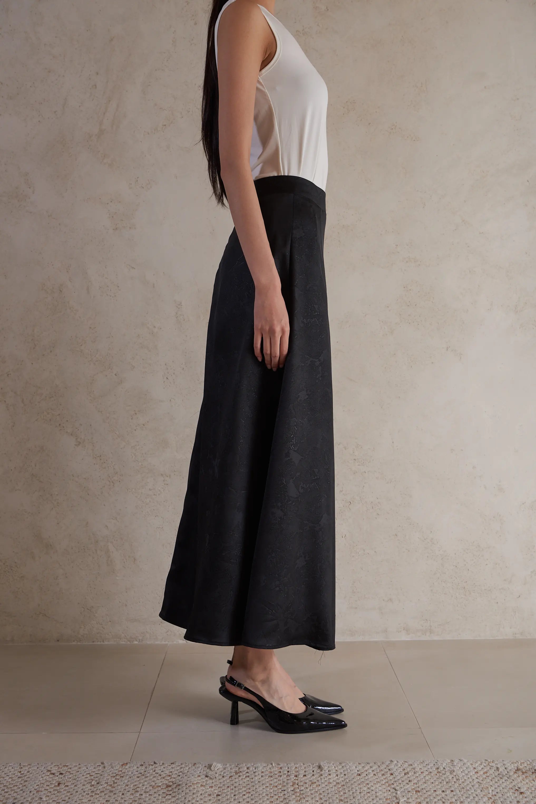 Elegant A-Line Satin Skirt