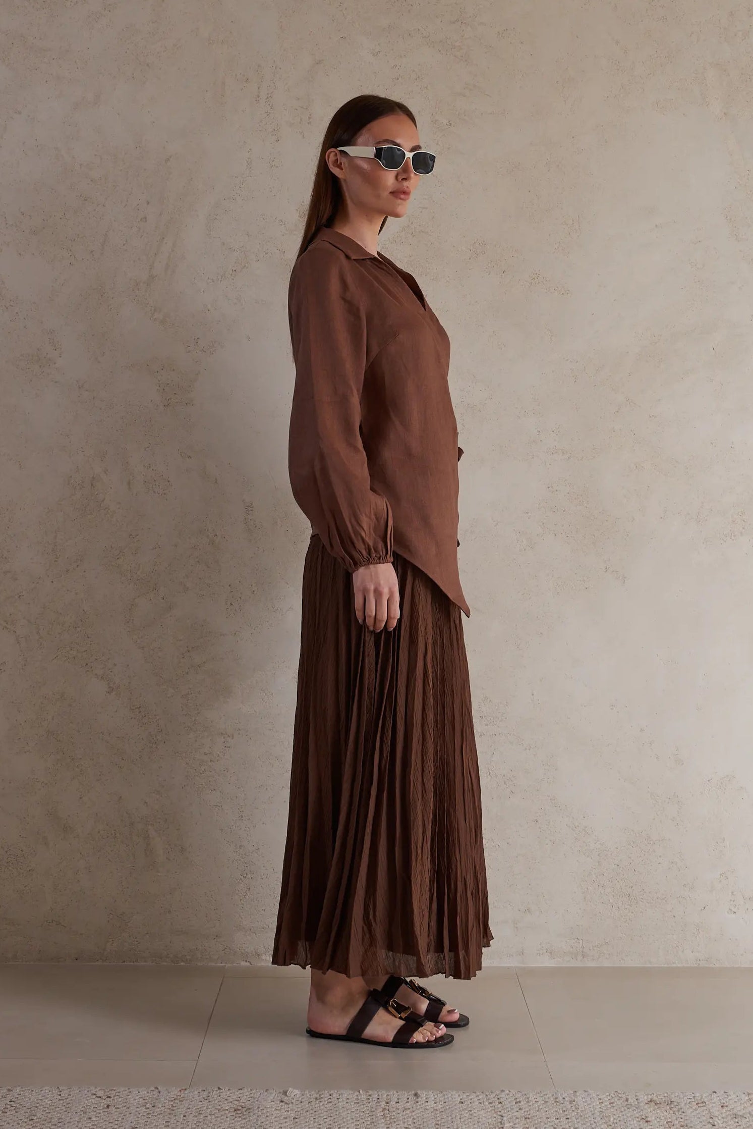 Long Sleeve Linen knotted Top