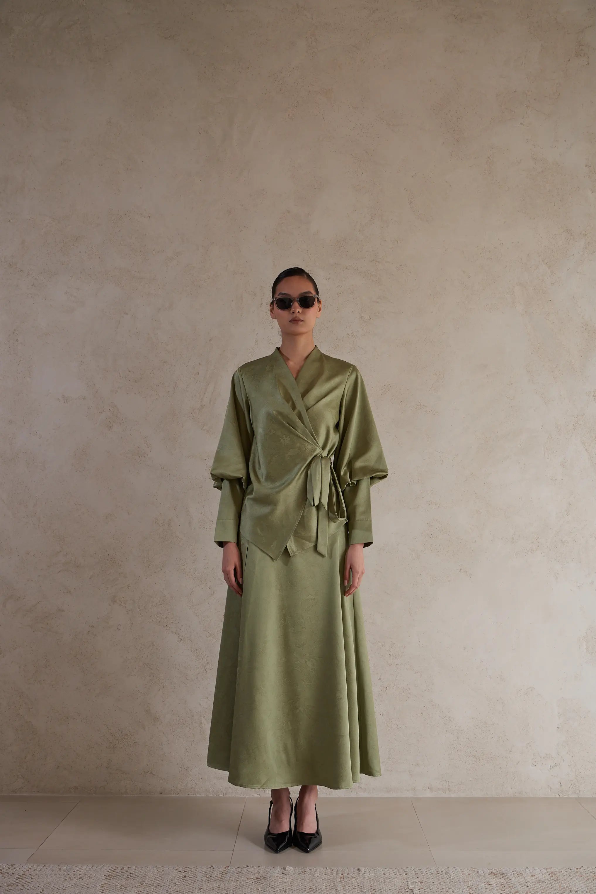 Elegant Satin Wrap Jacket