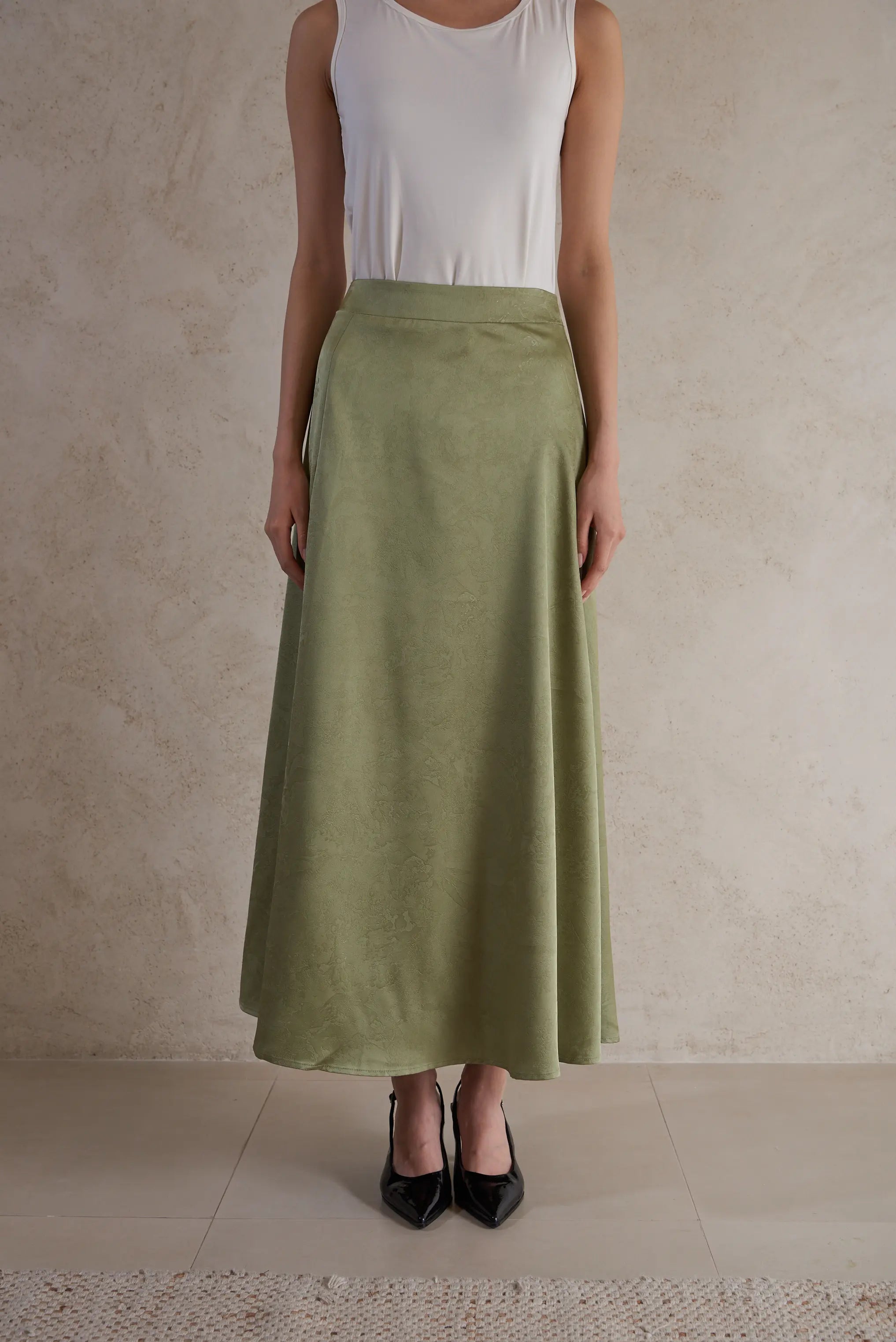 Elegant A-Line Satin Skirt