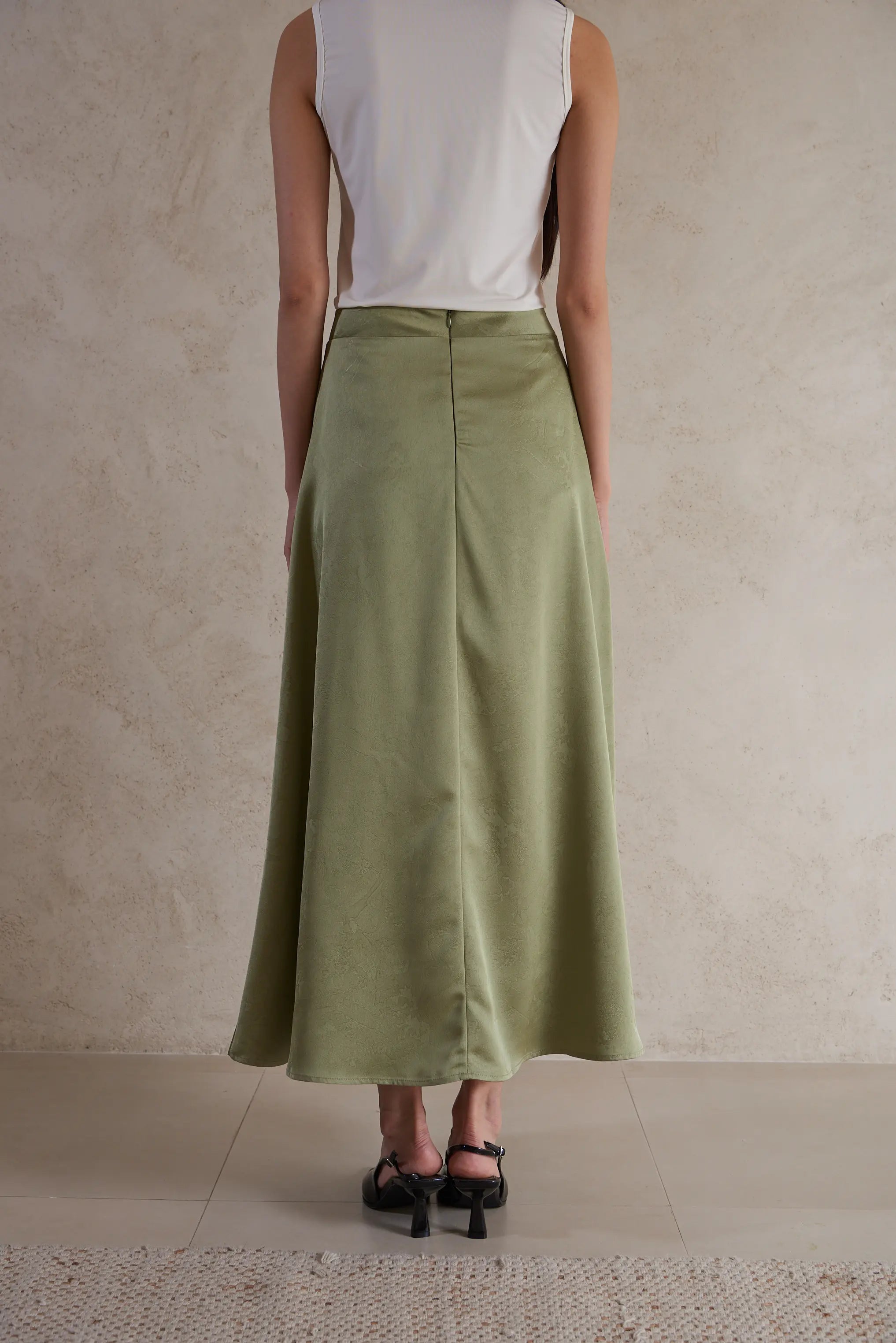 Elegant A-Line Satin Skirt