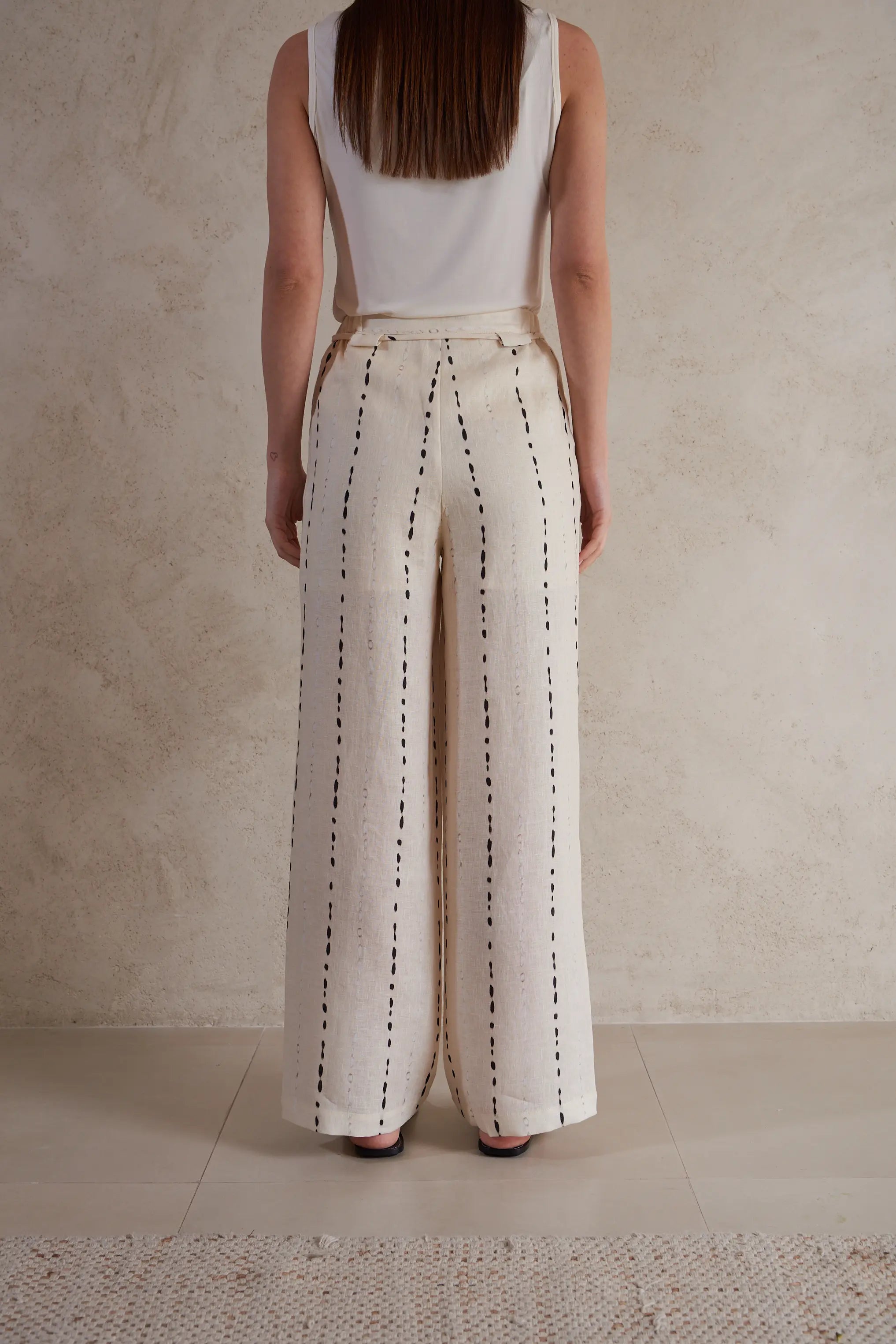 Comfortable Striped Linen Wide-Leg Pants