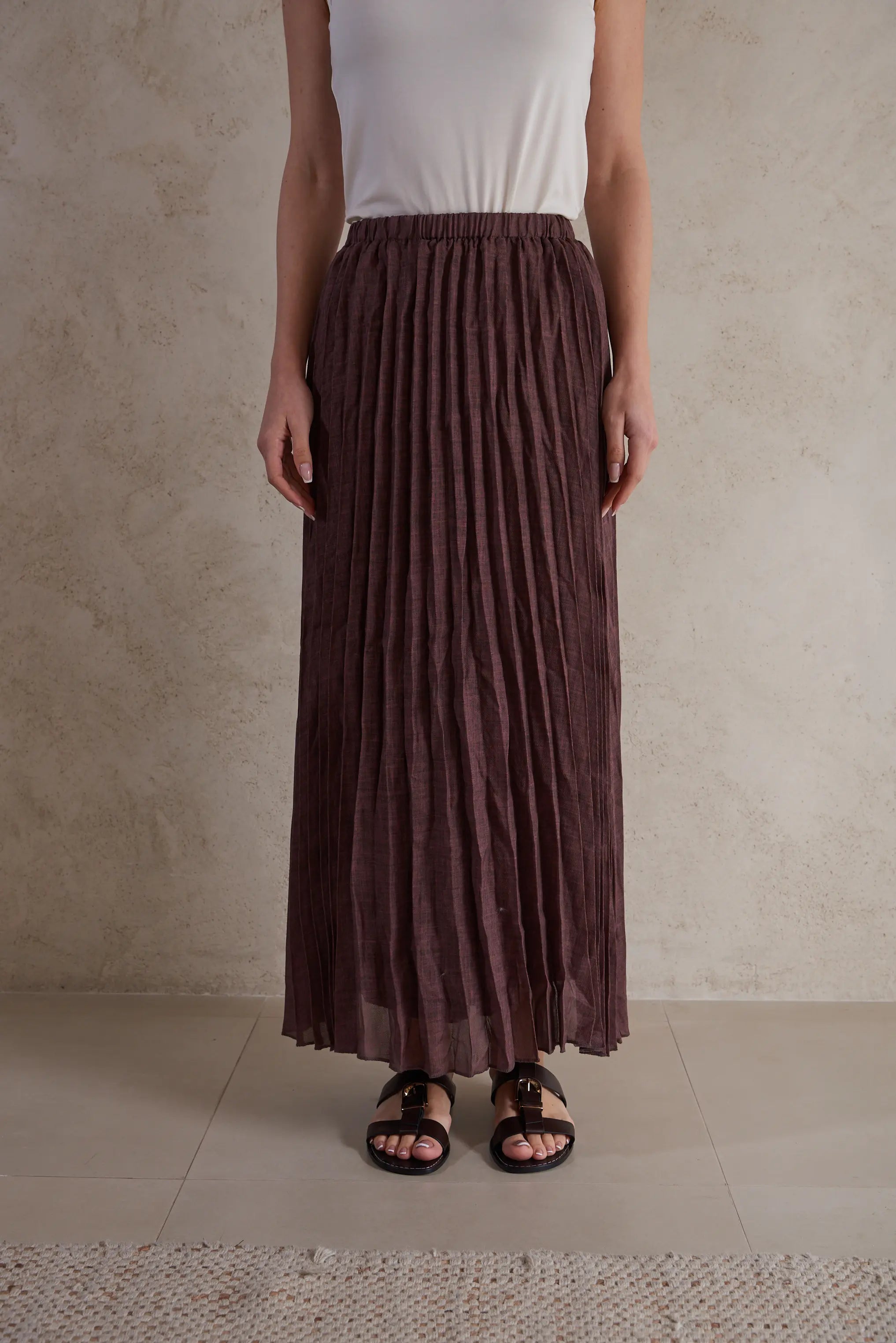 Plisse Linen Maxi Skirt