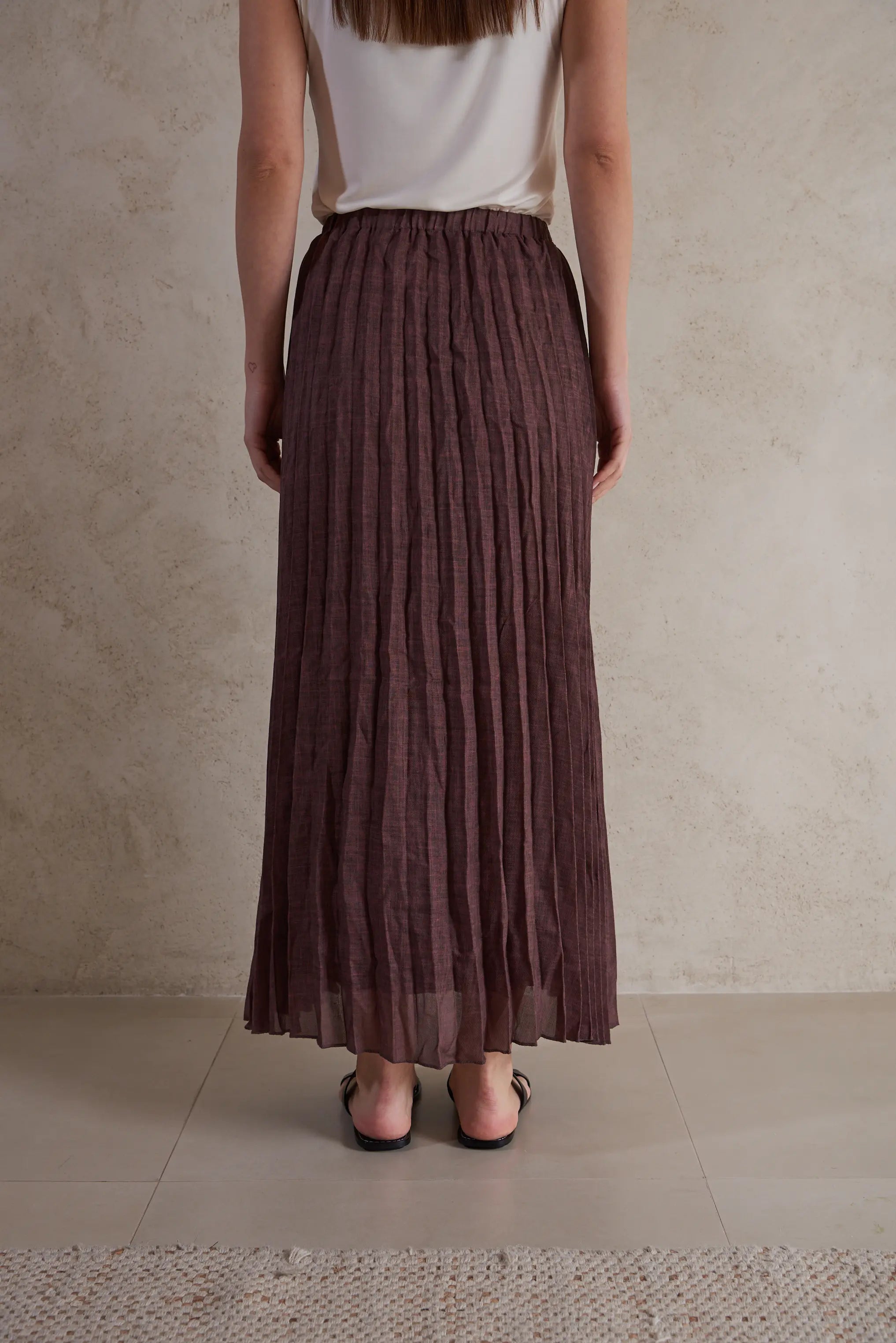 Plisse Linen Maxi Skirt
