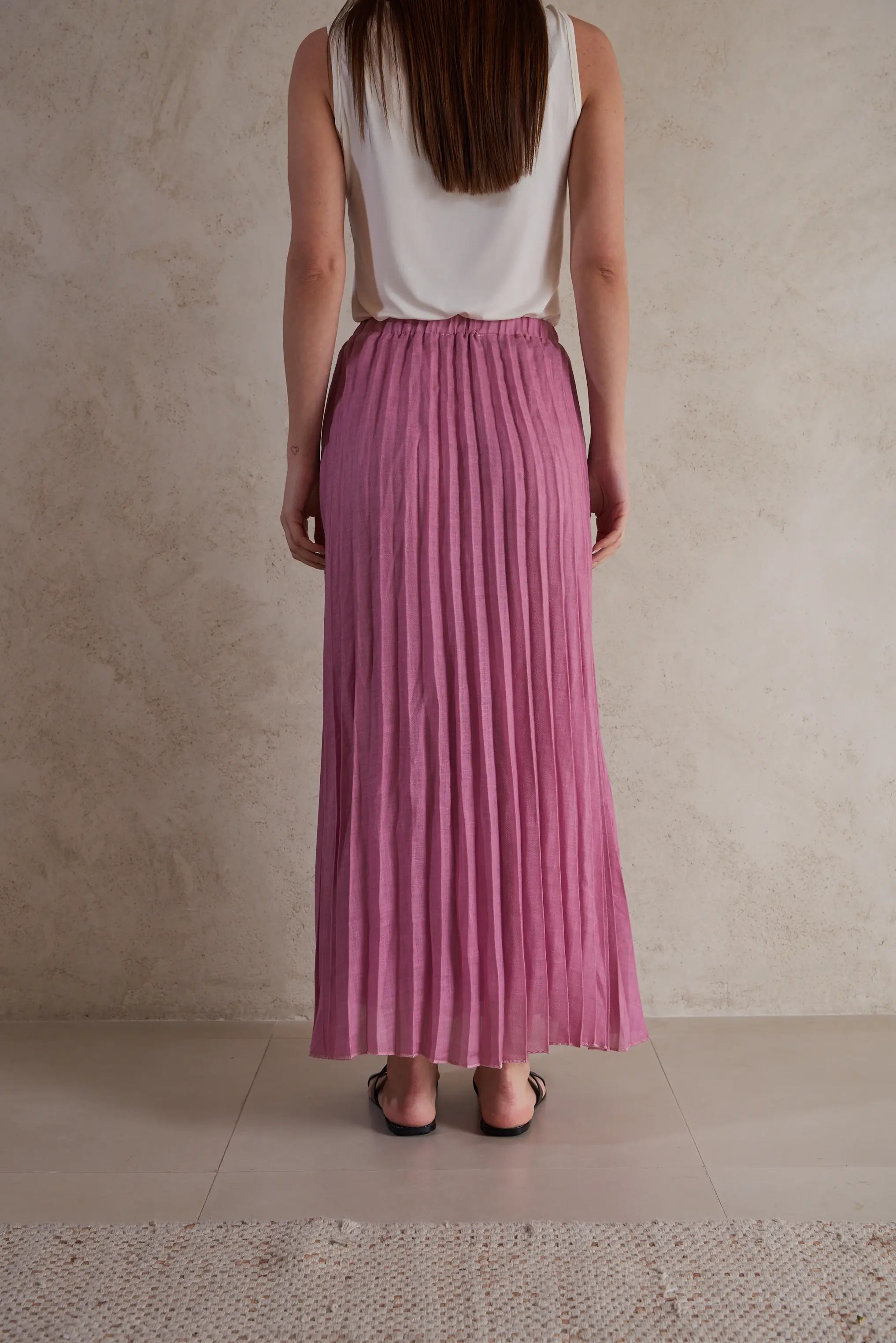 Plisse Linen Maxi Skirt