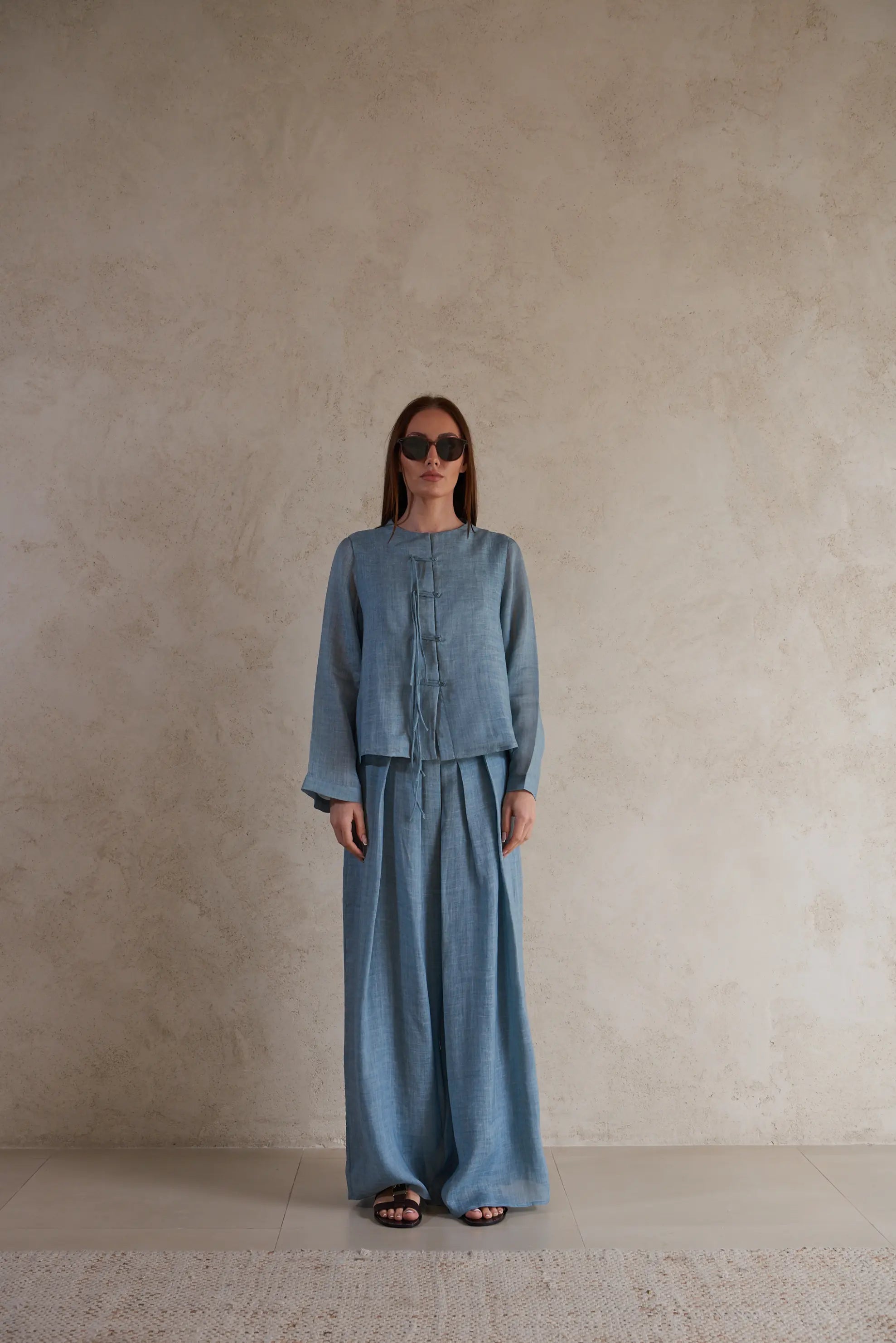 Linen Tie-Front Jacket