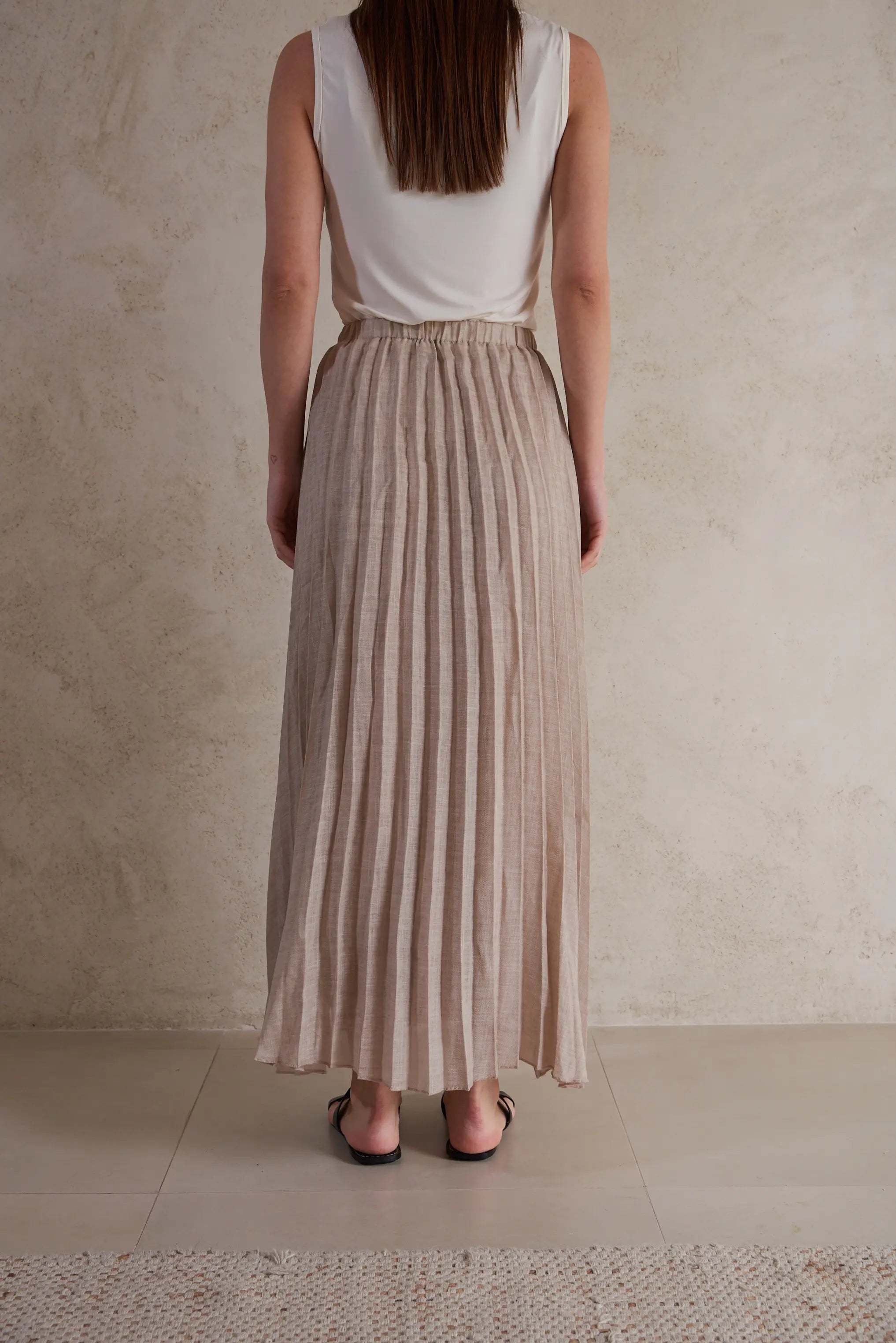 Plisse Linen Maxi Skirt